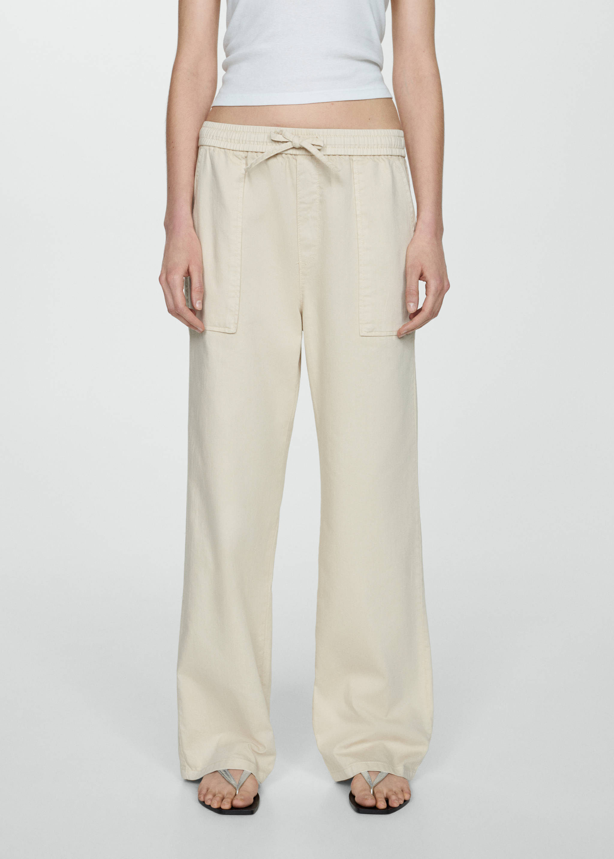 Elastic waist cotton trousers - Medium plane