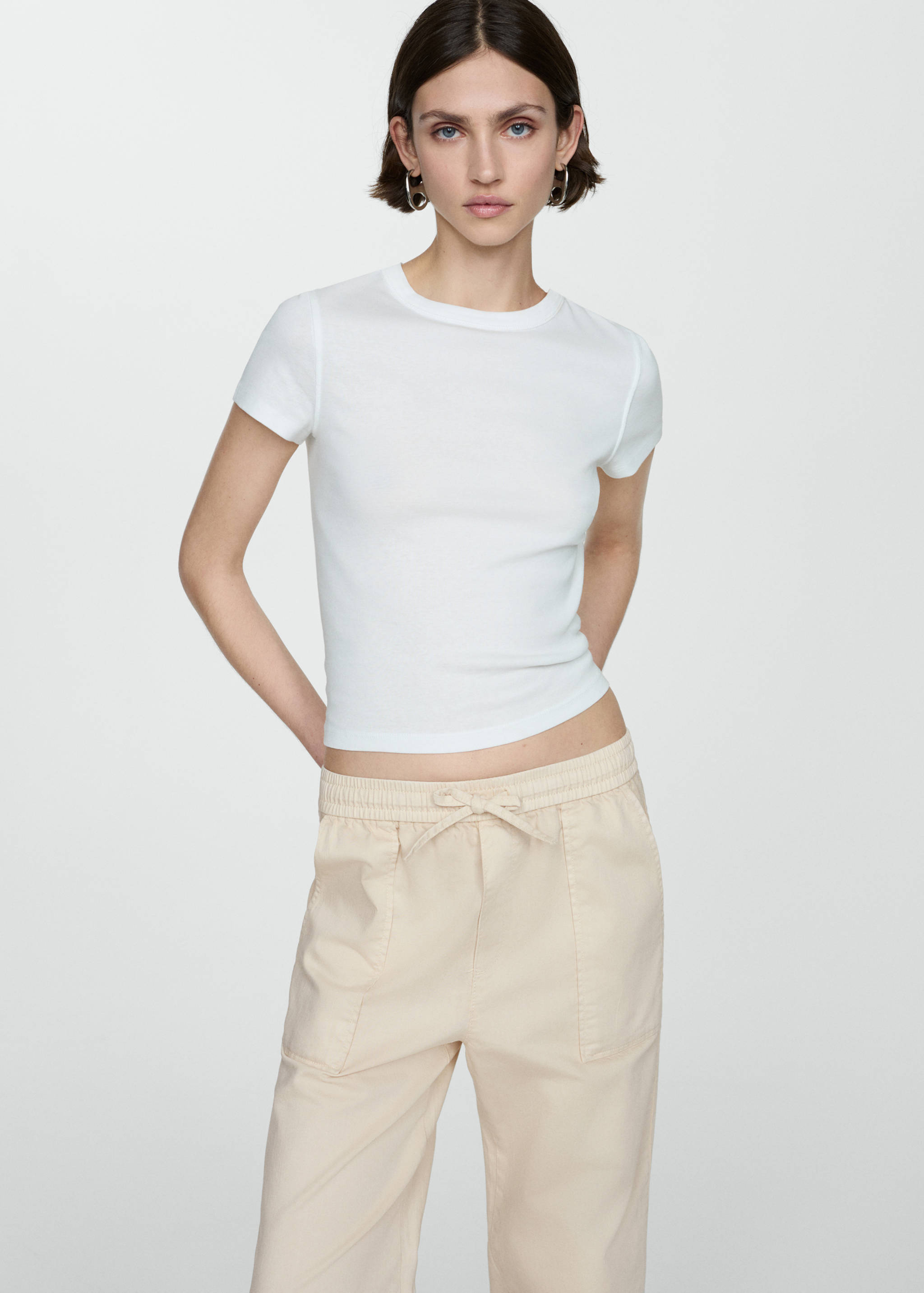Elastic waist cotton trousers - Details of the article 1
