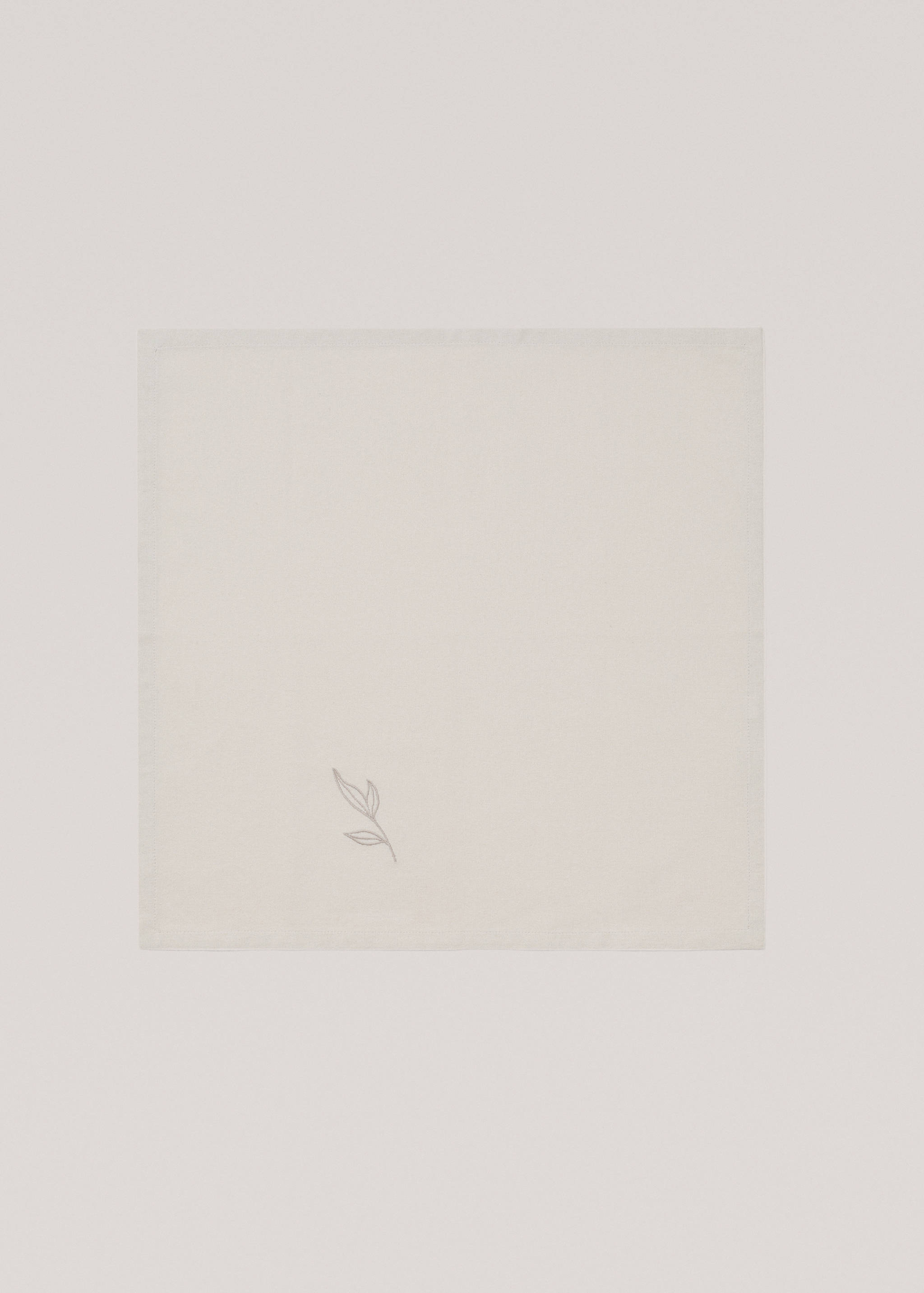 Serviette de table coton broderie feuilles - Détail de l'article 1