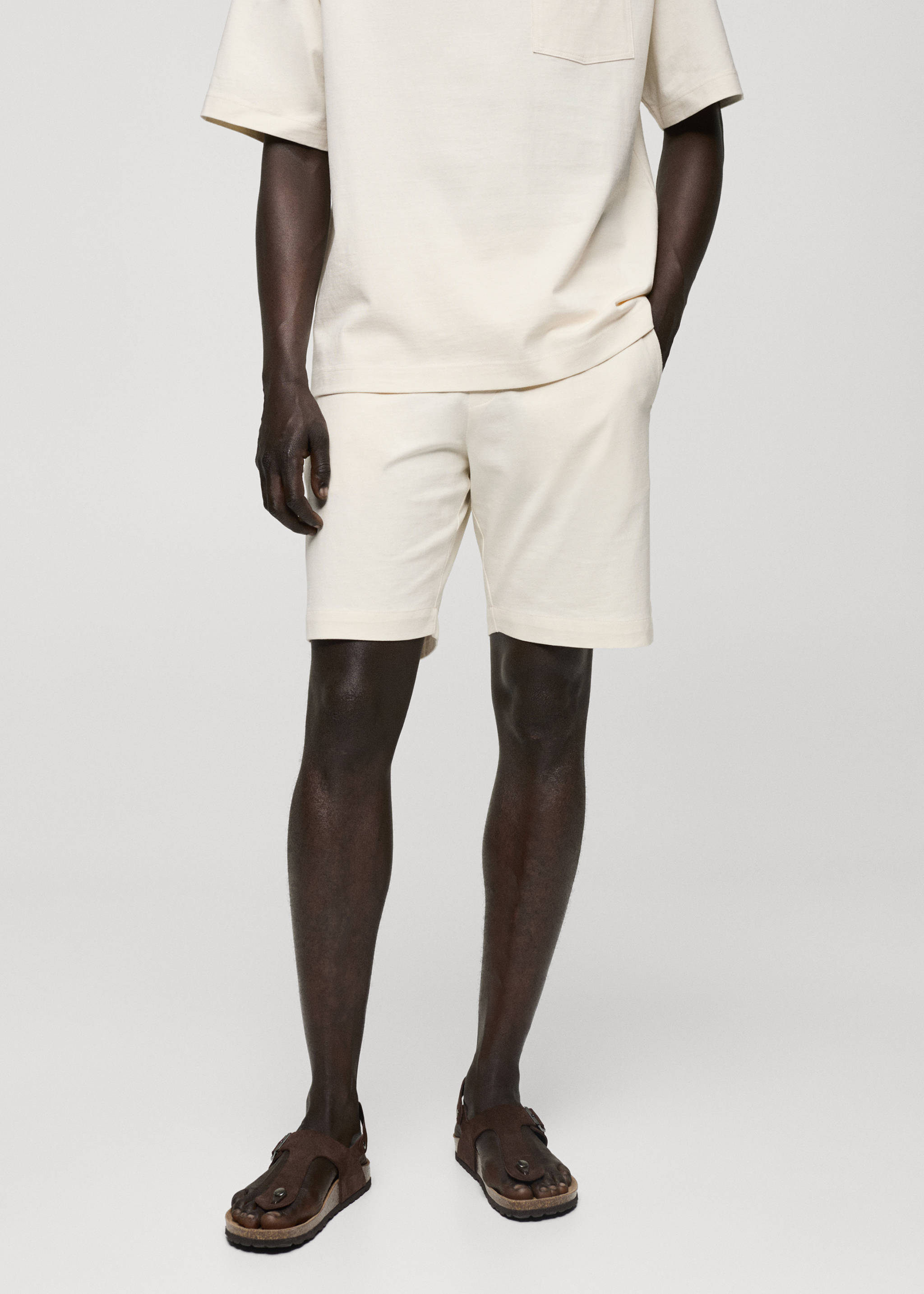 Bermuda 100 % coton cordon - Plan moyen