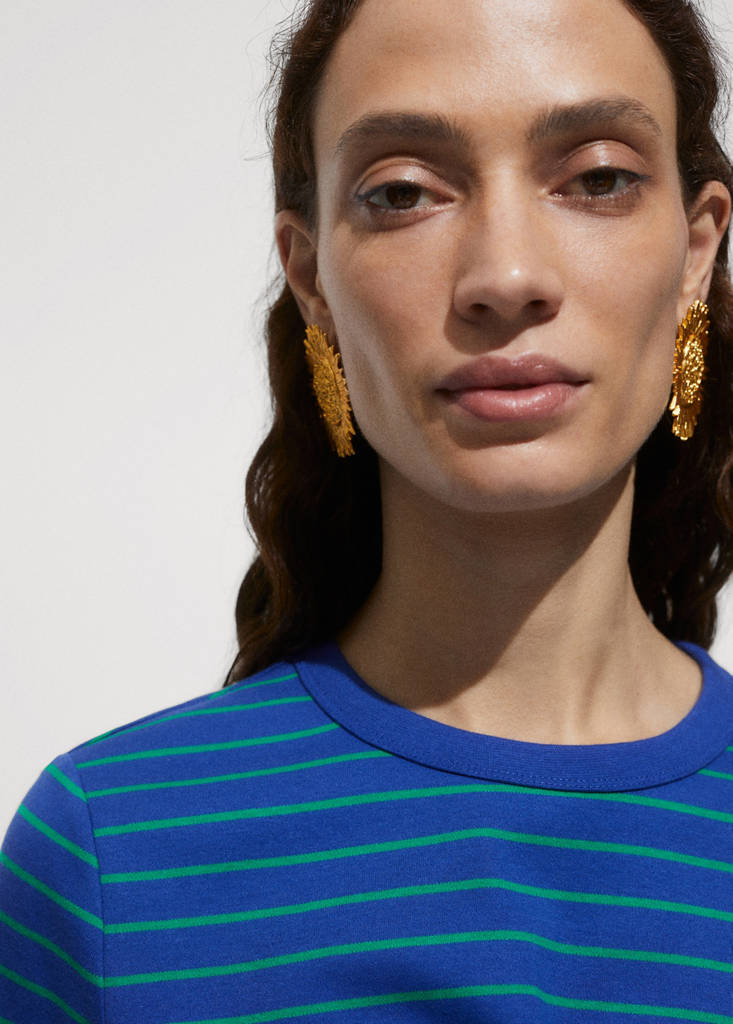 Printed striped T-shirt — Blue