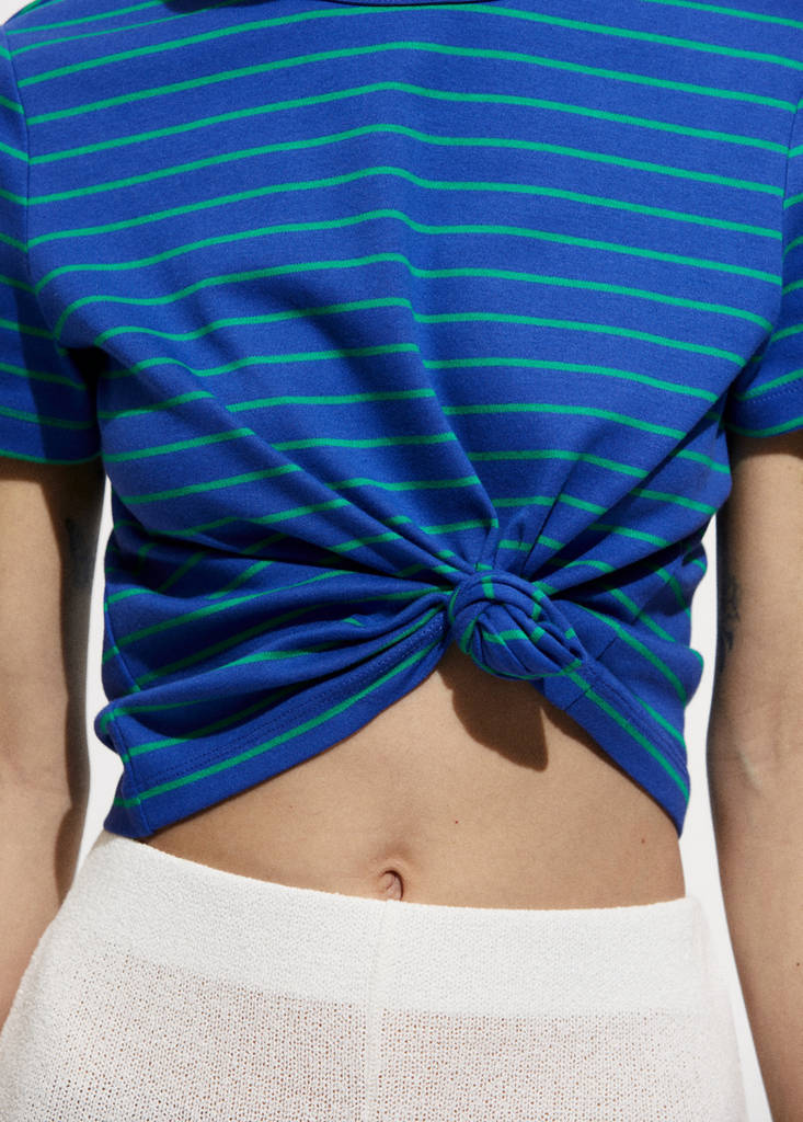 Printed striped T-shirt — Blue
