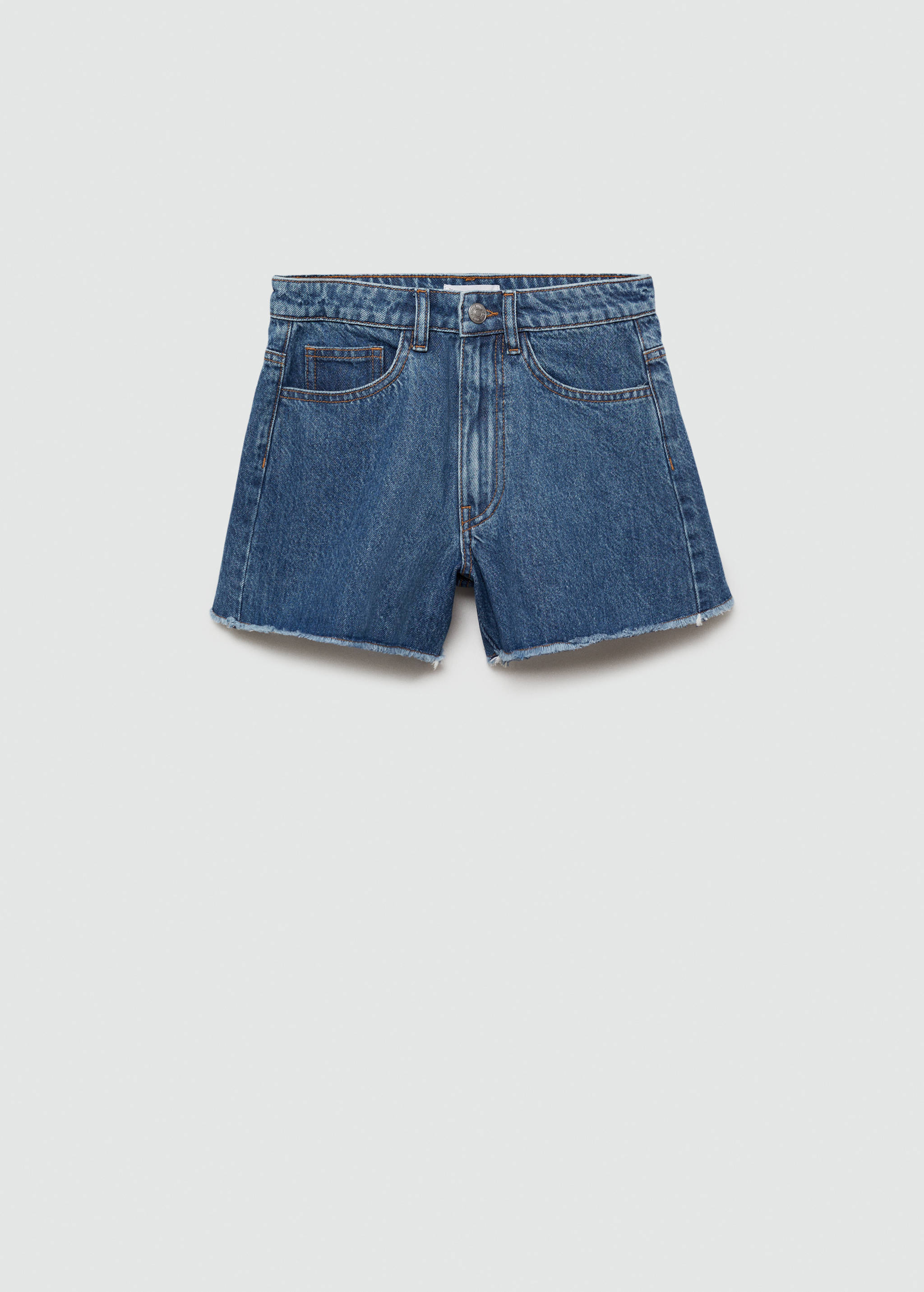 Denim shorts with frayed hem - Article without model