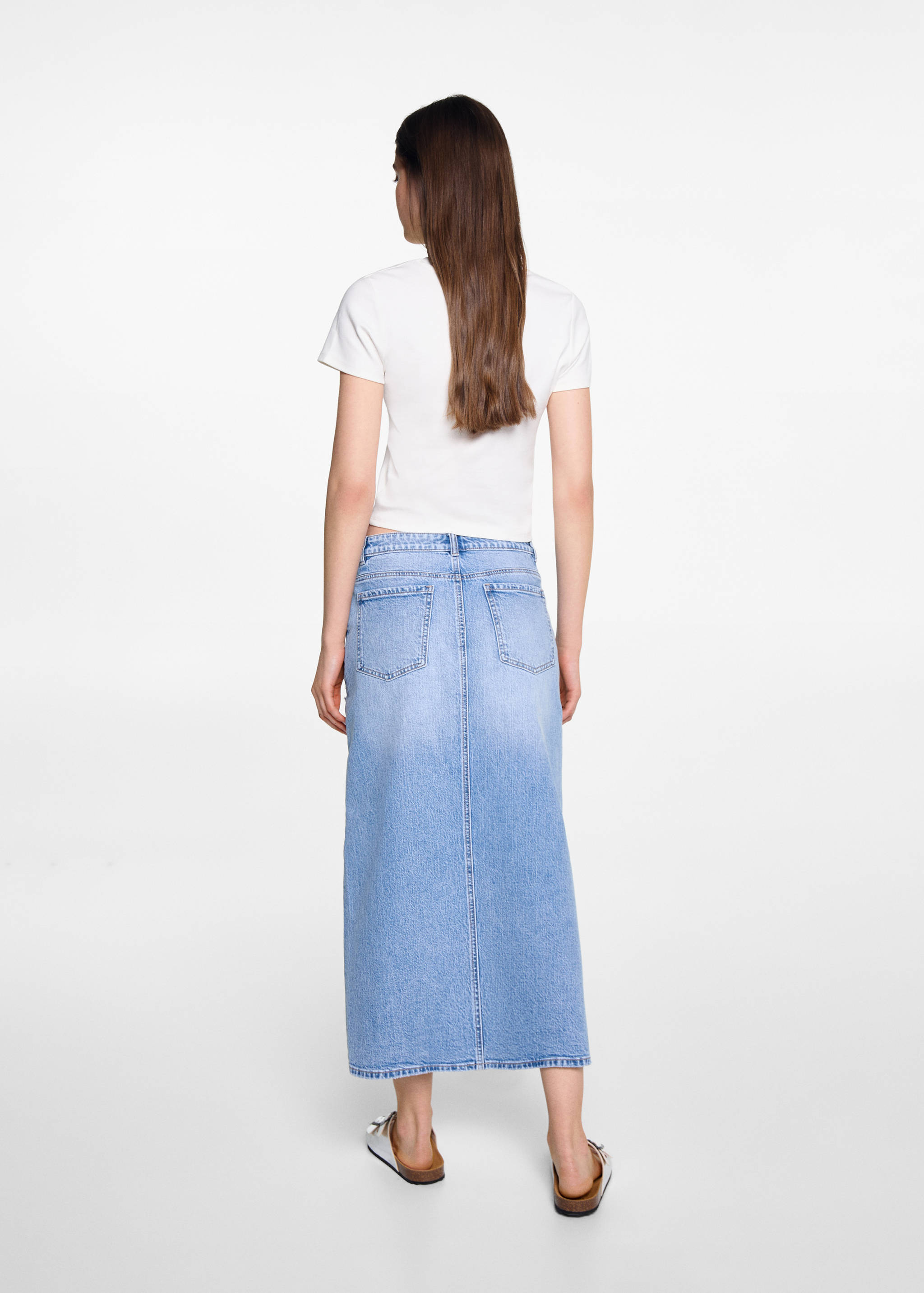 Slit denim skirt - Reverse of the article