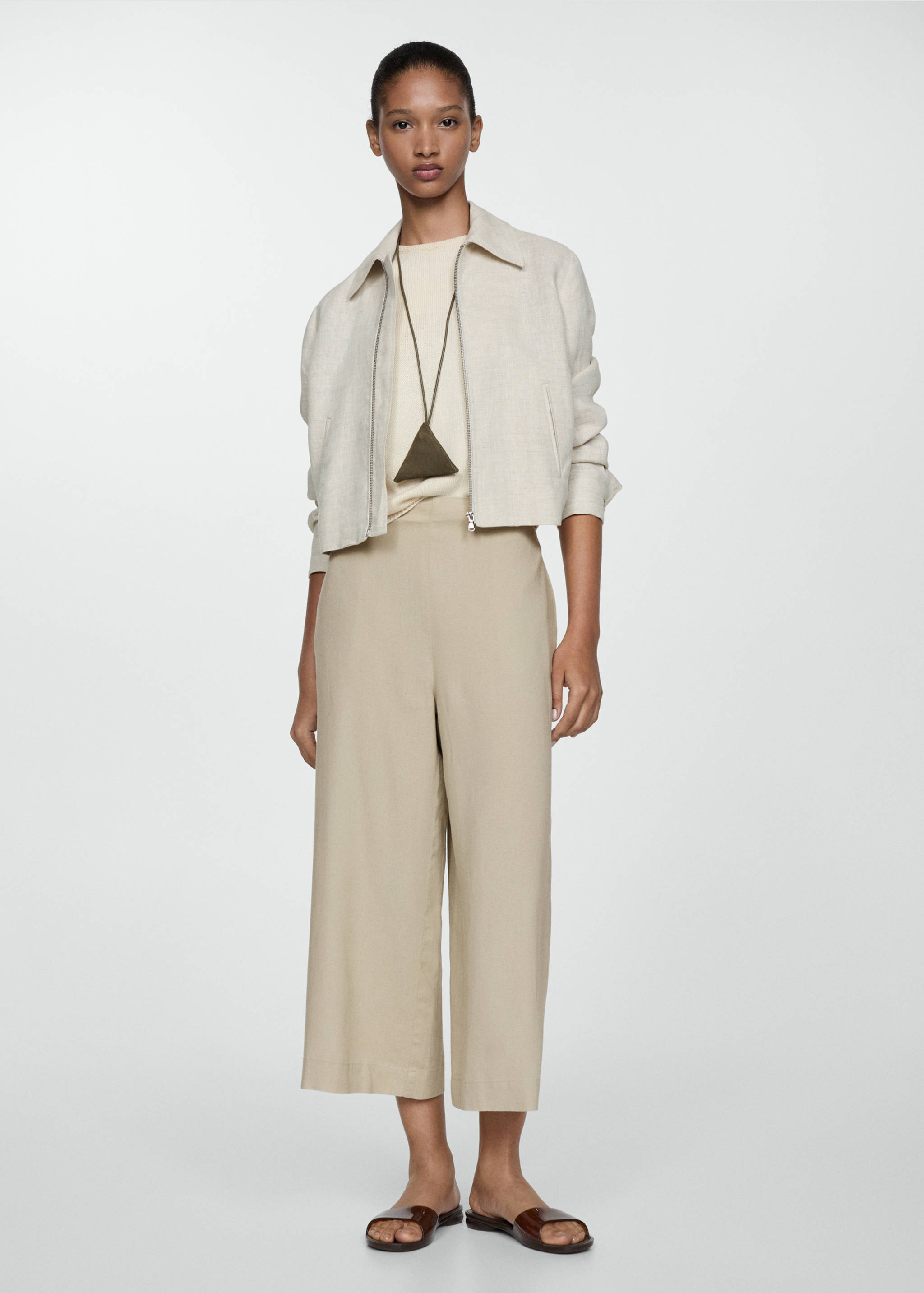 Wide leg linen trousers - General plane