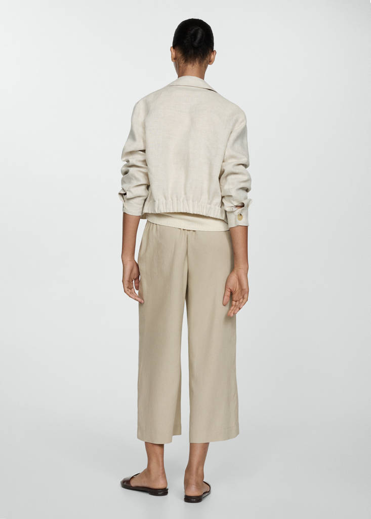 Wide leg linen trousers — Beige