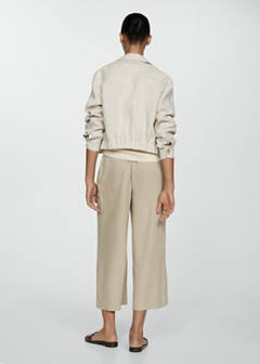 Wide leg linen trousers — Beige 3