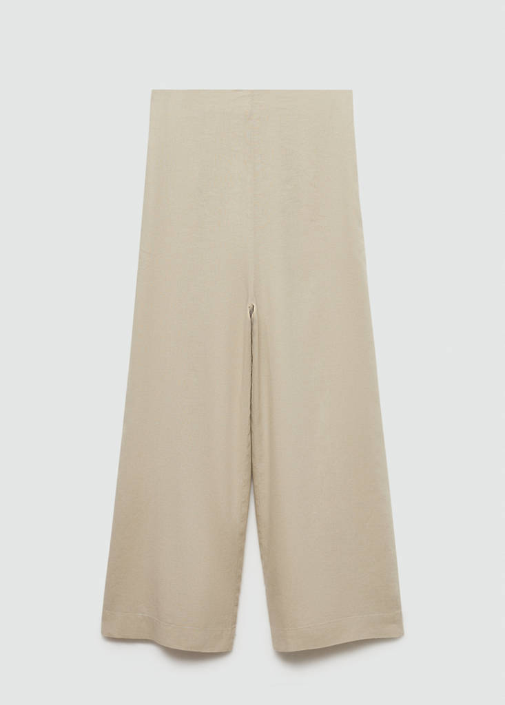 Wide leg linen trousers — Beige