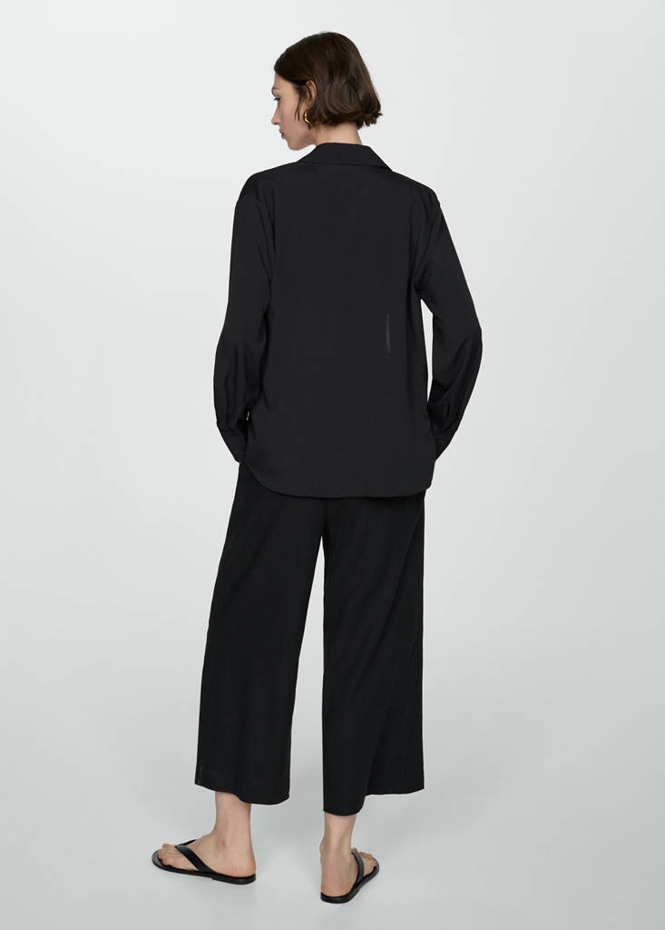 Wide leg linen trousers — Black