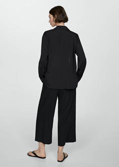 Wide leg linen trousers — Black 3