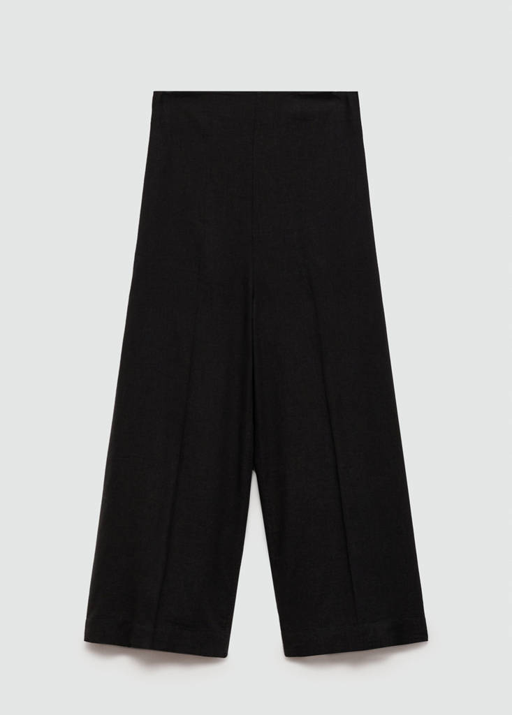 Wide leg linen trousers — Black