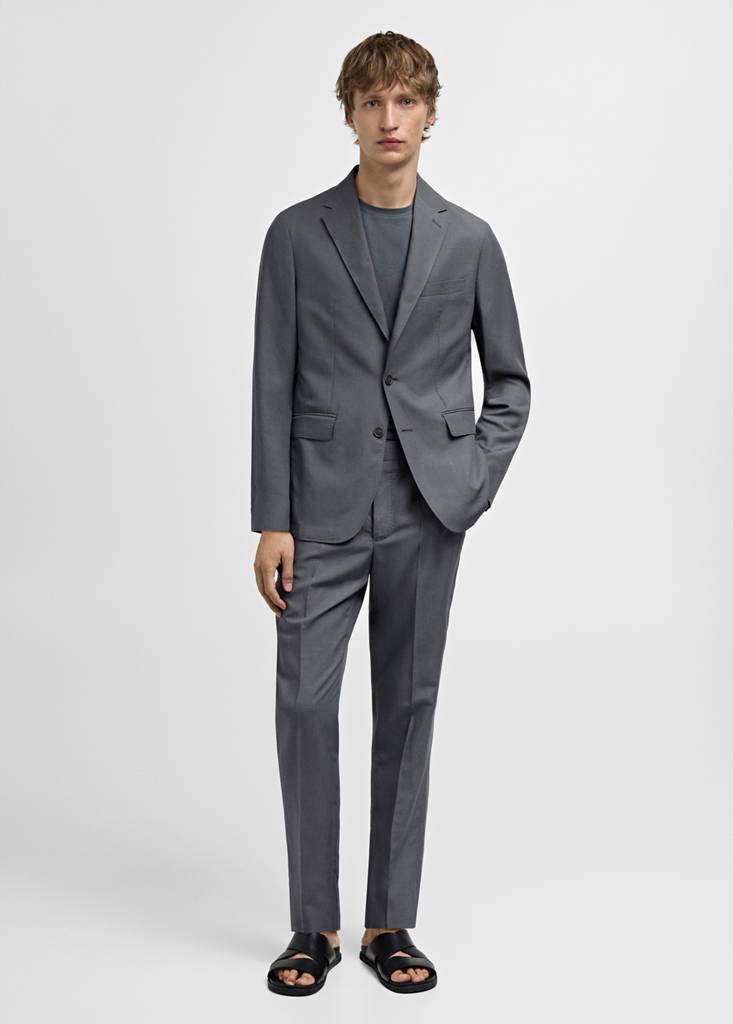 MANGO MAN - Veste costume slim-fit mélange de lin bleu pétrole - 50
