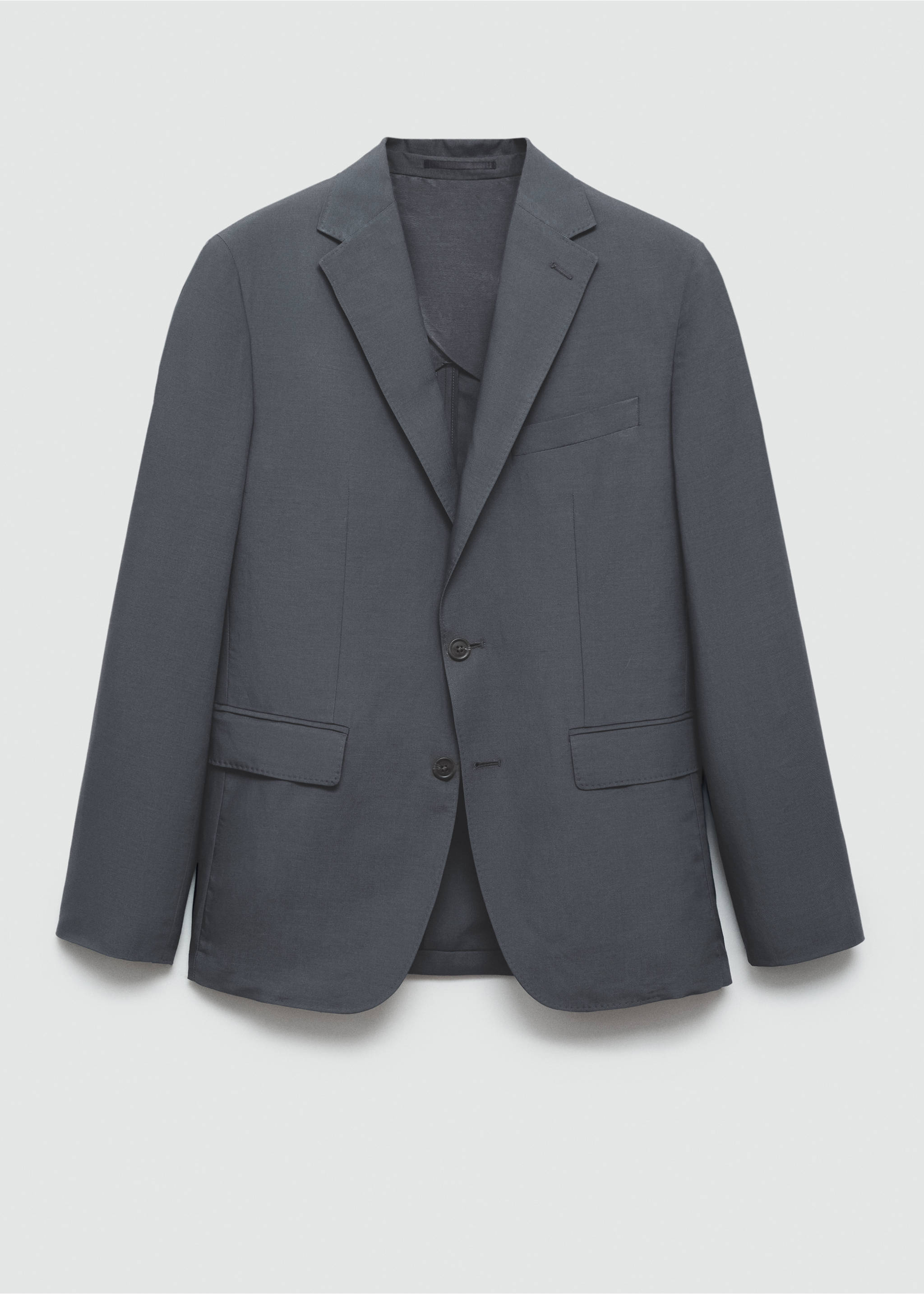 Slim fit keten karışımlı blazer ceket - Modelsiz ürün, Petrol Mavisi. Ref: 77092531-00.