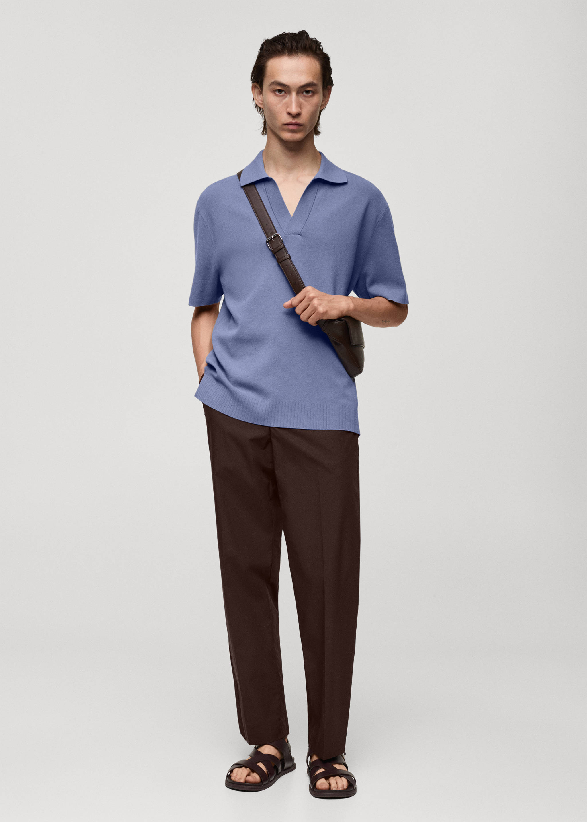 Relaxed-fit knitted polo shirt - General plane