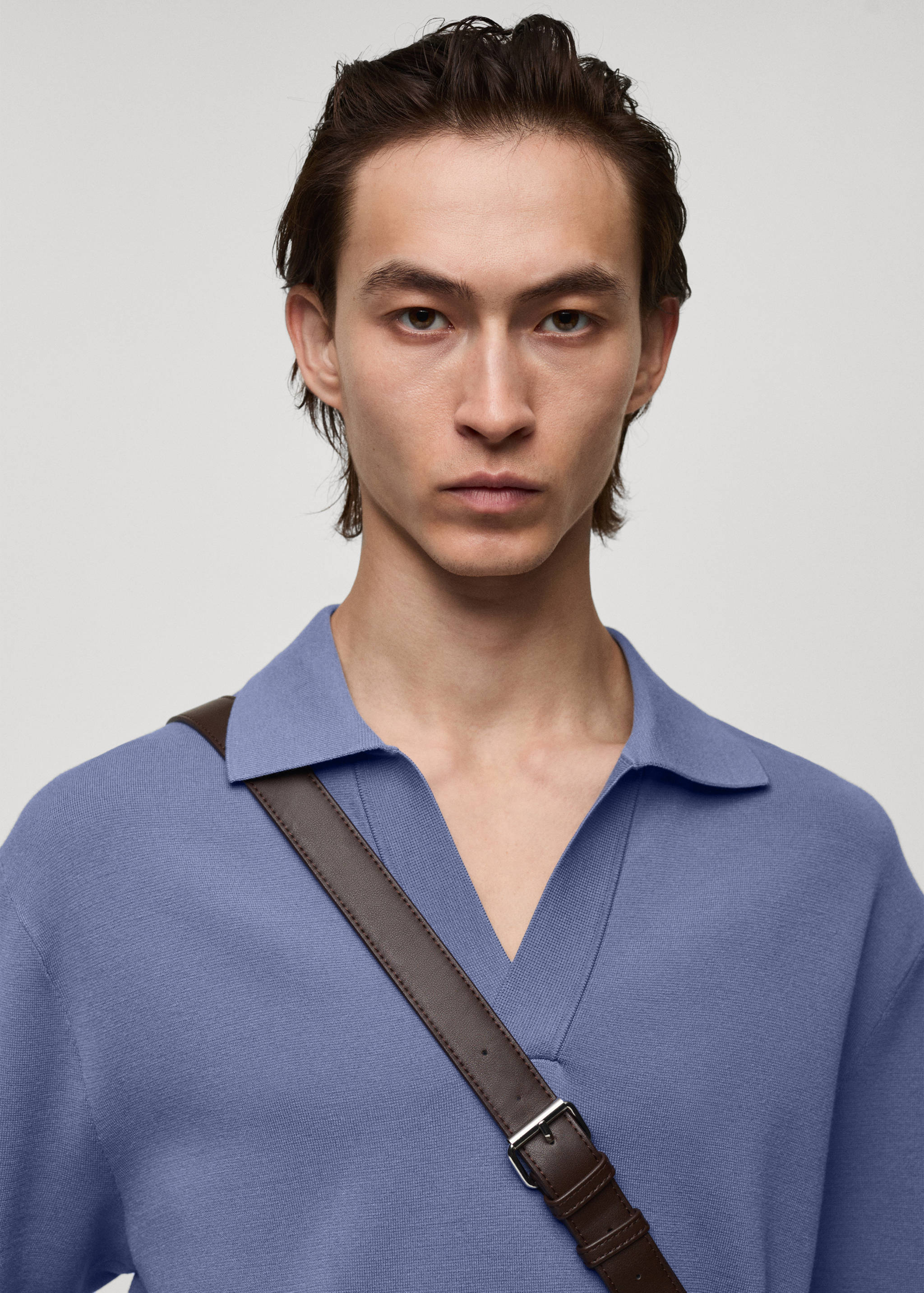 Relaxed-fit knitted polo shirt - Details of the article 1