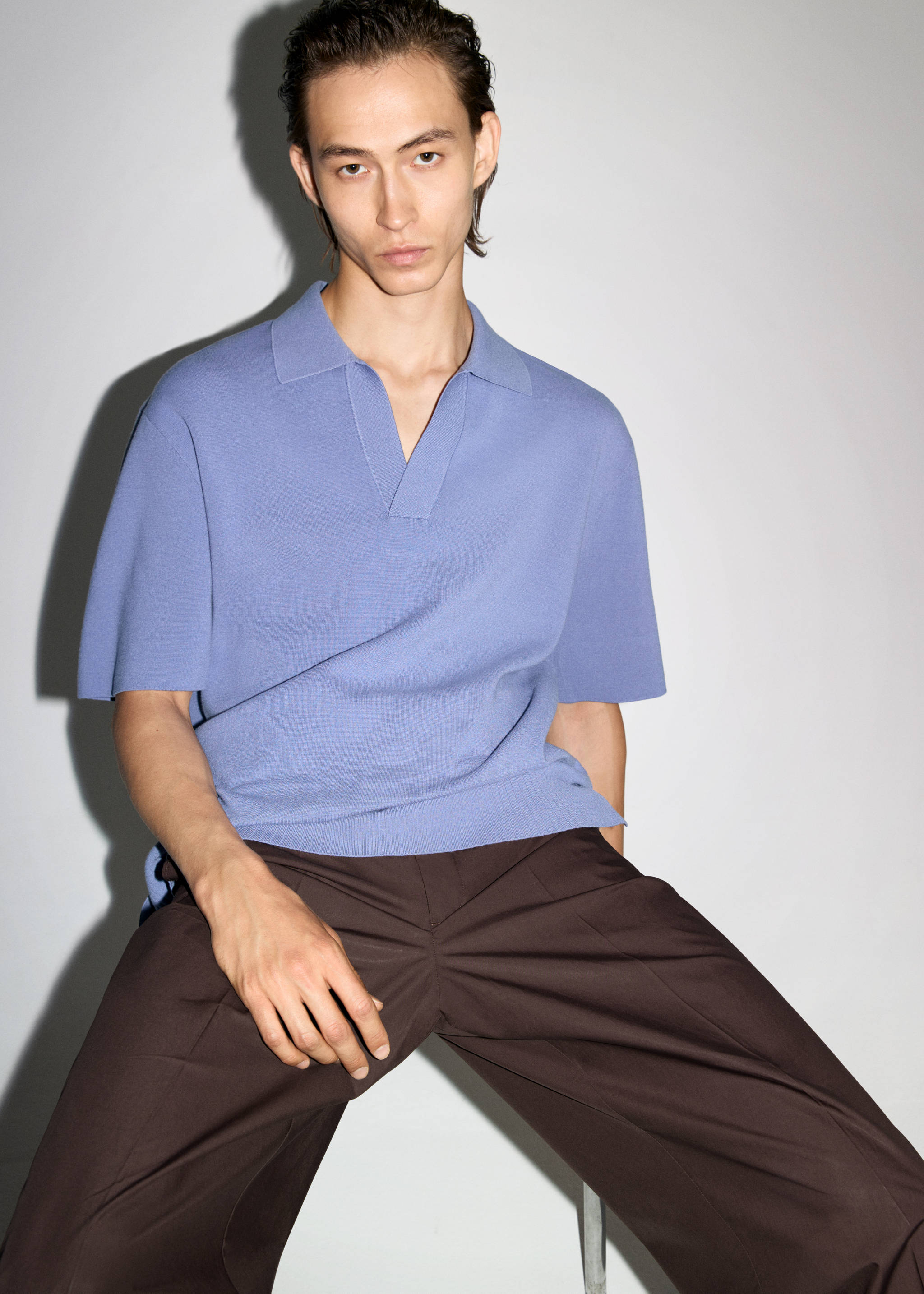 Relaxed-fit knitted polo shirt - Details of the article 3