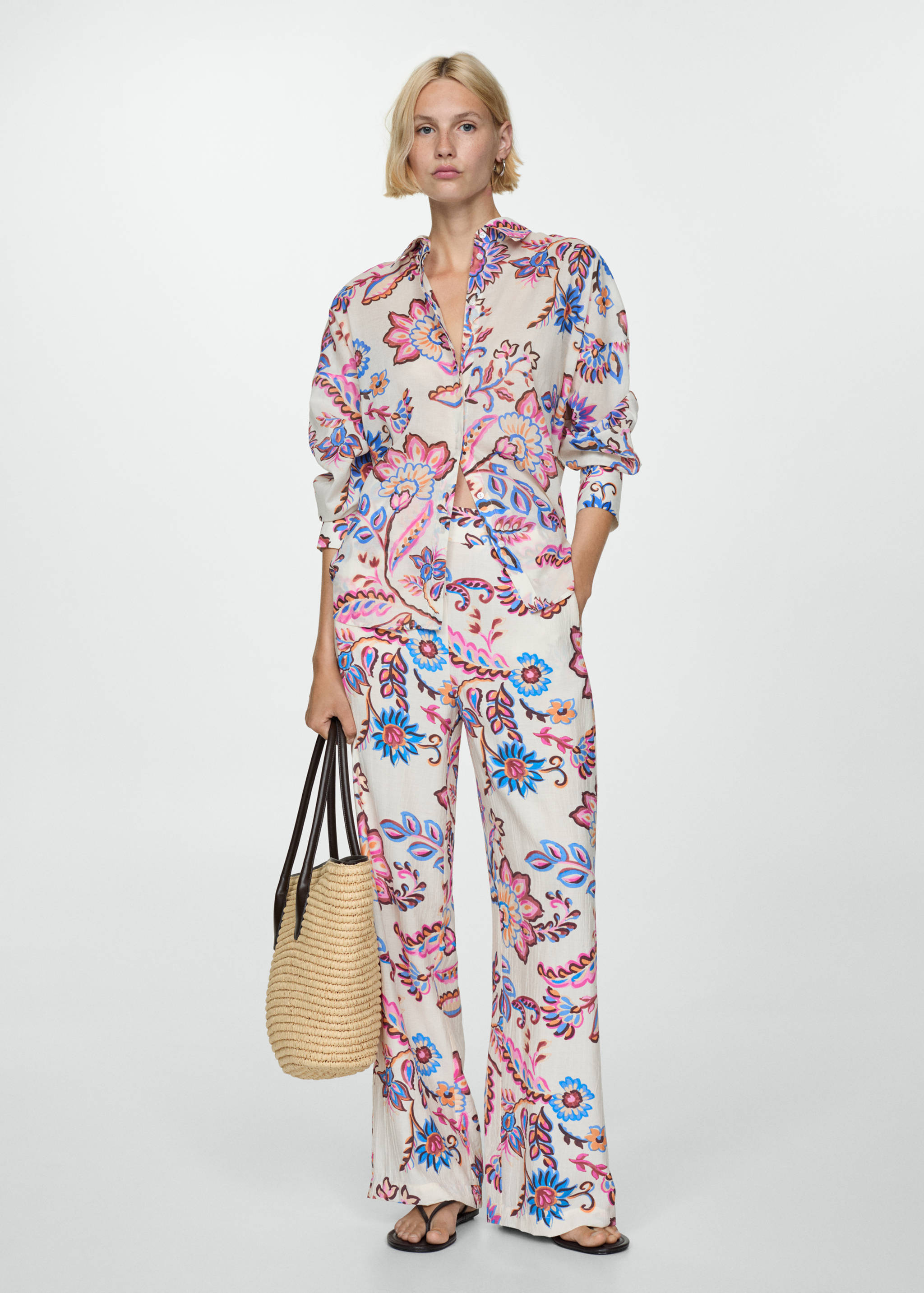 Pantalon droit imprimé fleuri - Plan général