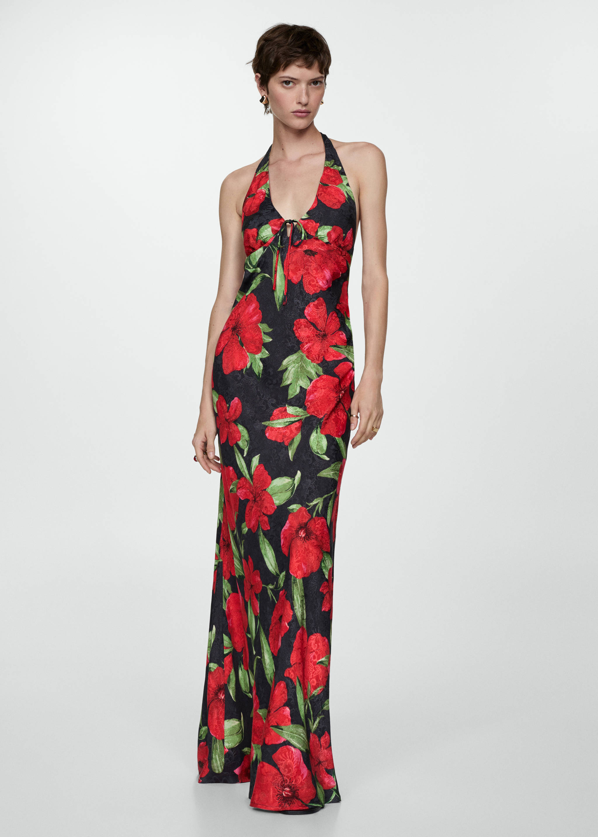 Halter-neck floral dress - General plane