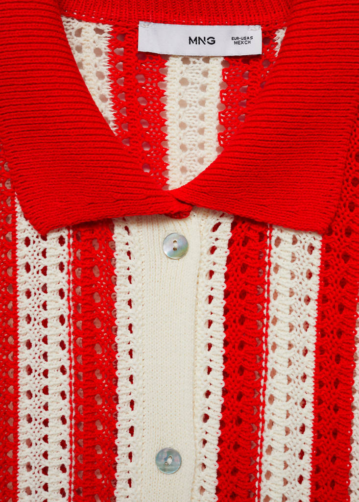 Striped openwork cardigan — Red