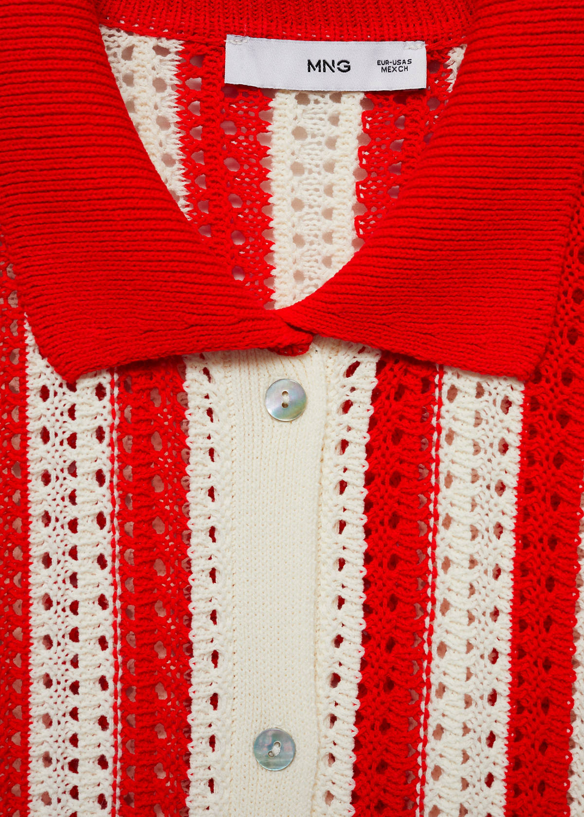 Striped openwork cardigan — Red