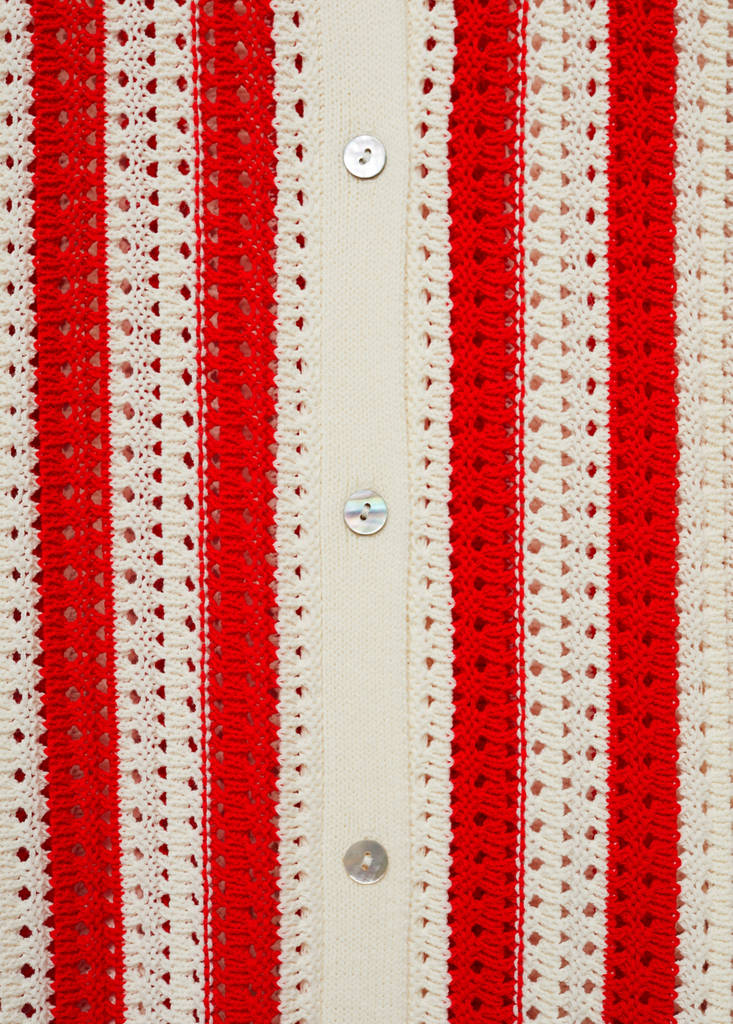 Striped openwork cardigan — Red