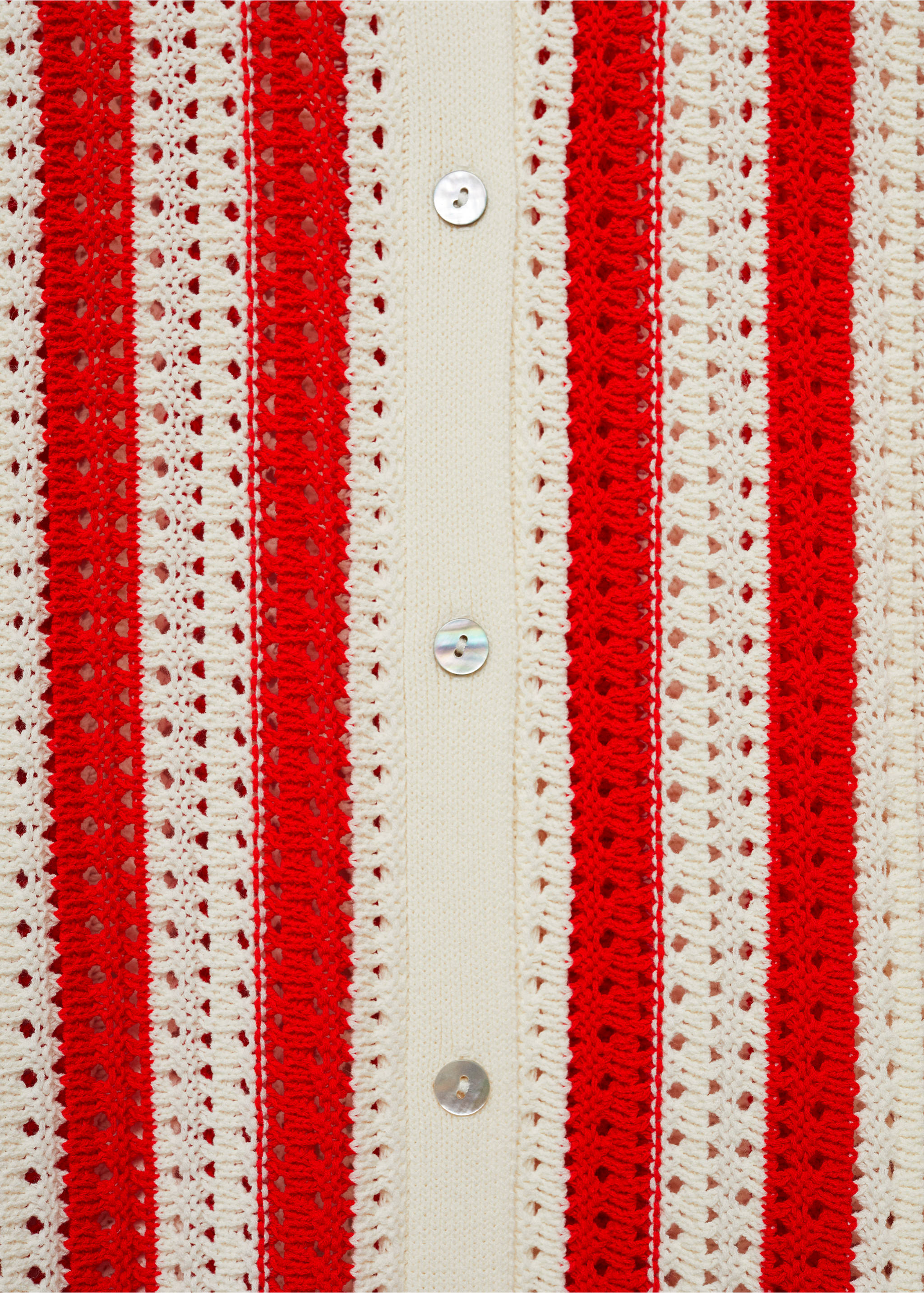 Striped openwork cardigan - Details of the article 0, Red. Ref: 77092923-00.