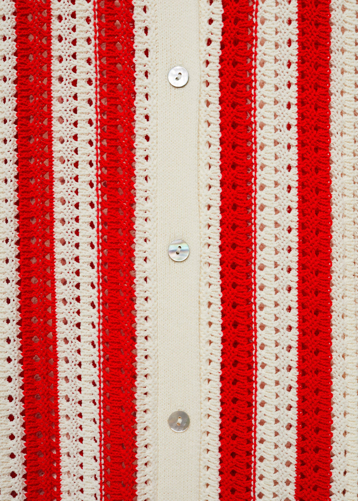 Striped openwork cardigan — Red