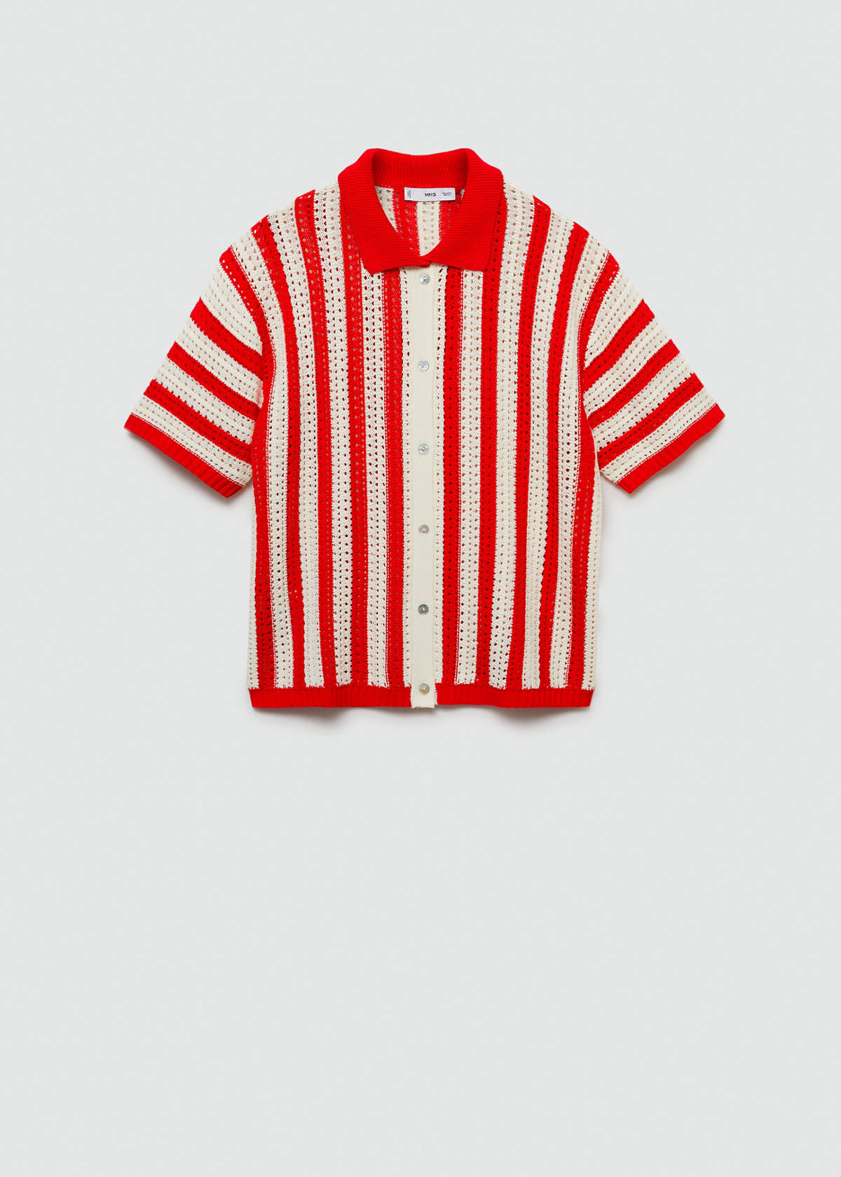 Striped openwork cardigan — Red