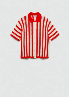 Striped openwork cardigan — Red 7