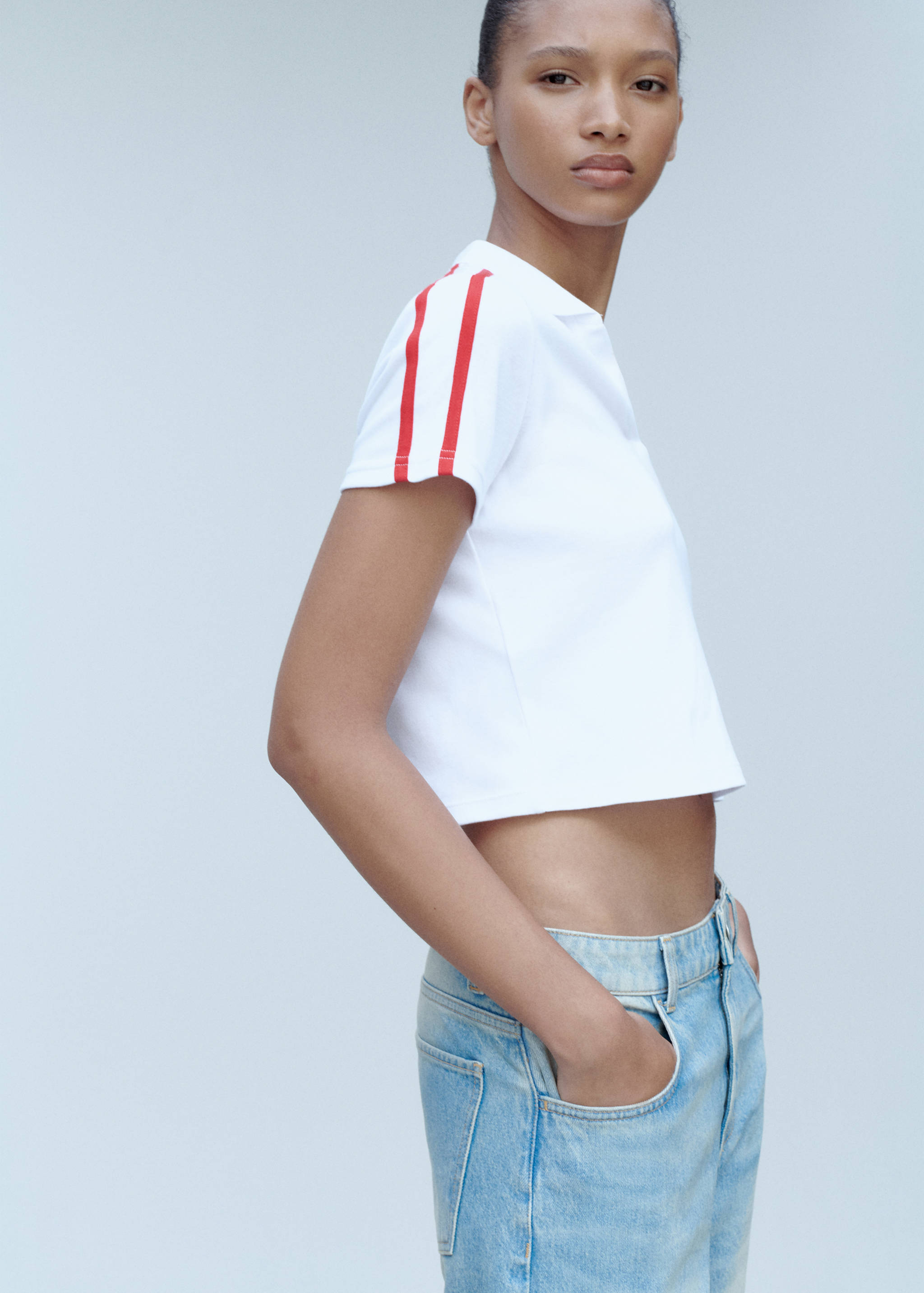 Contrasting stripes cotton polo shirt - Medium plane