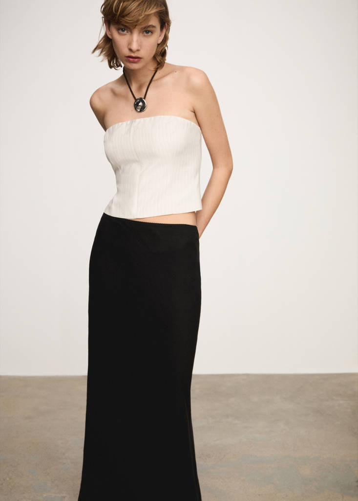 Striped bandeau top — Ecru