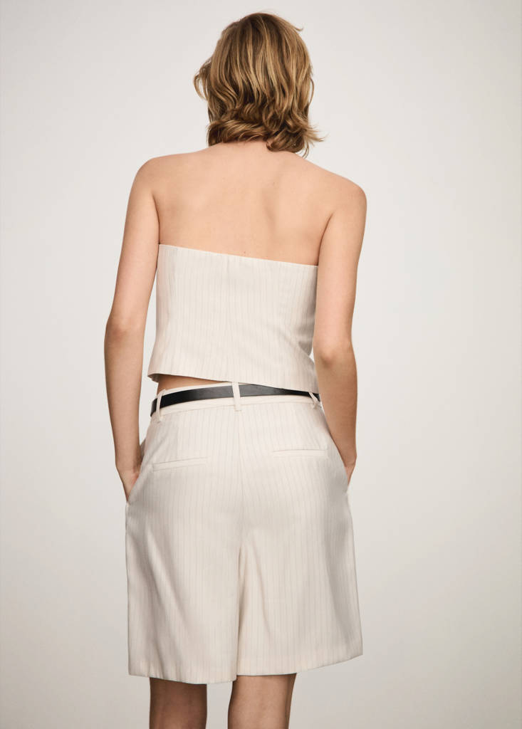 Striped bandeau top — Ecru