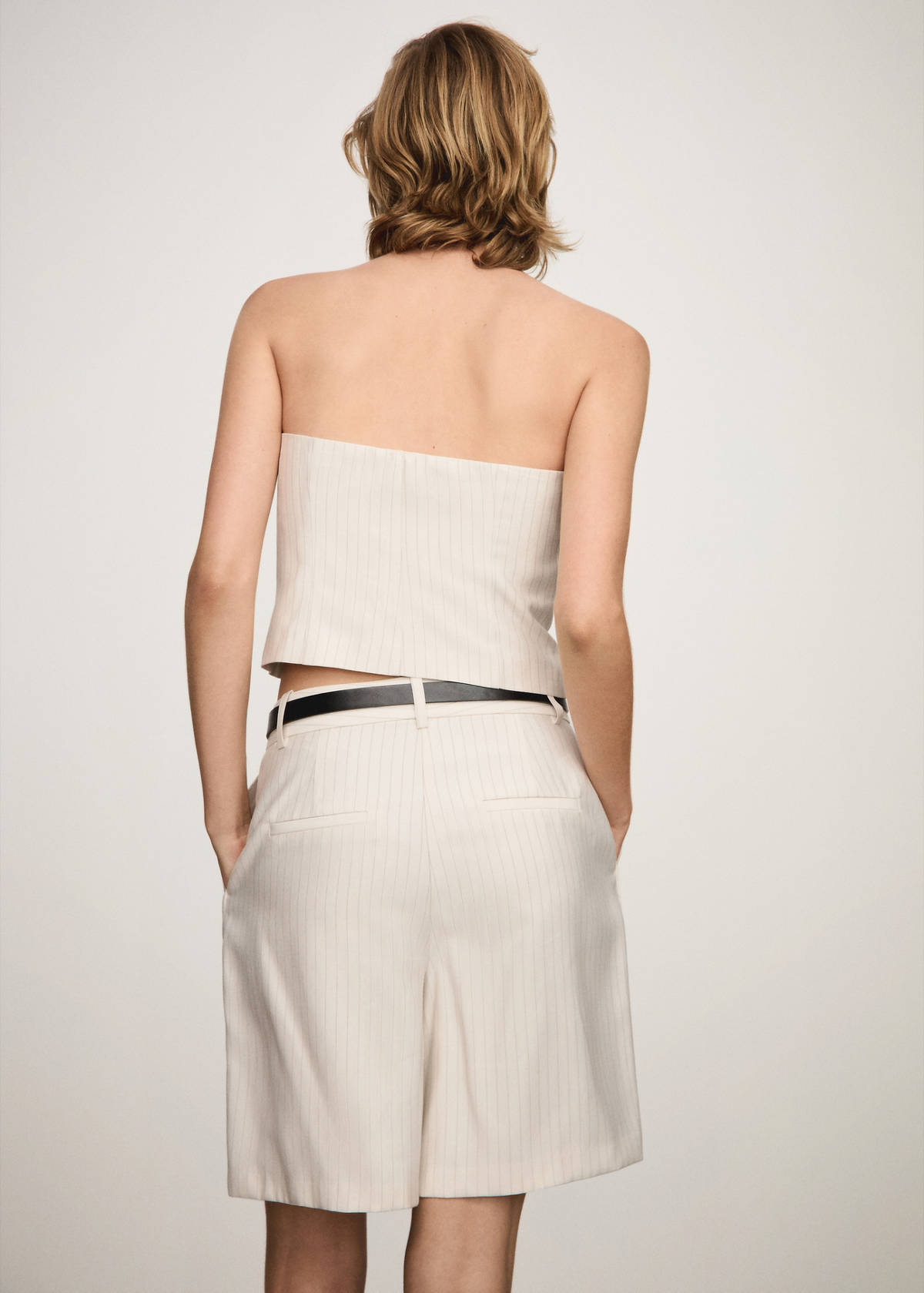 Striped bandeau top — Ecru