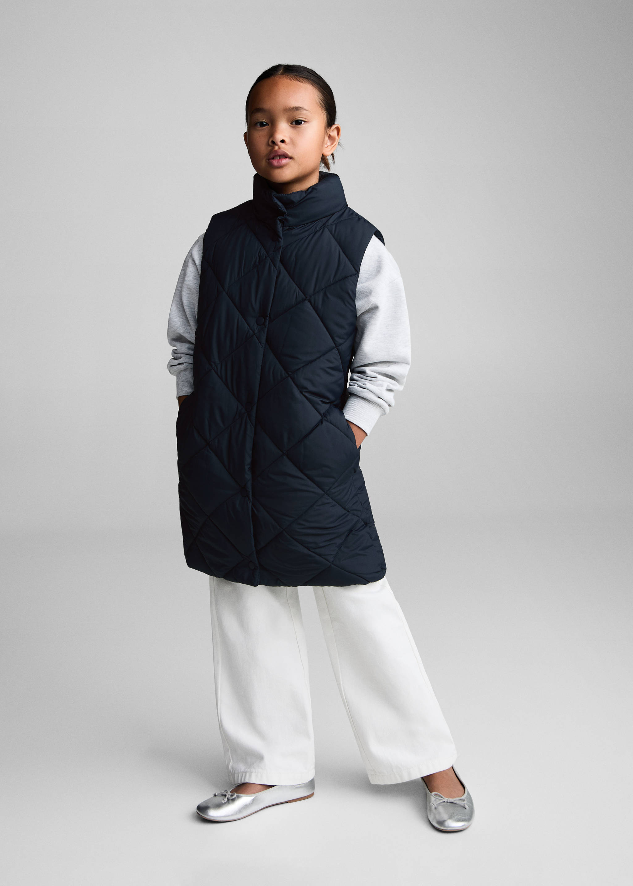 Long puffer vest - General plane