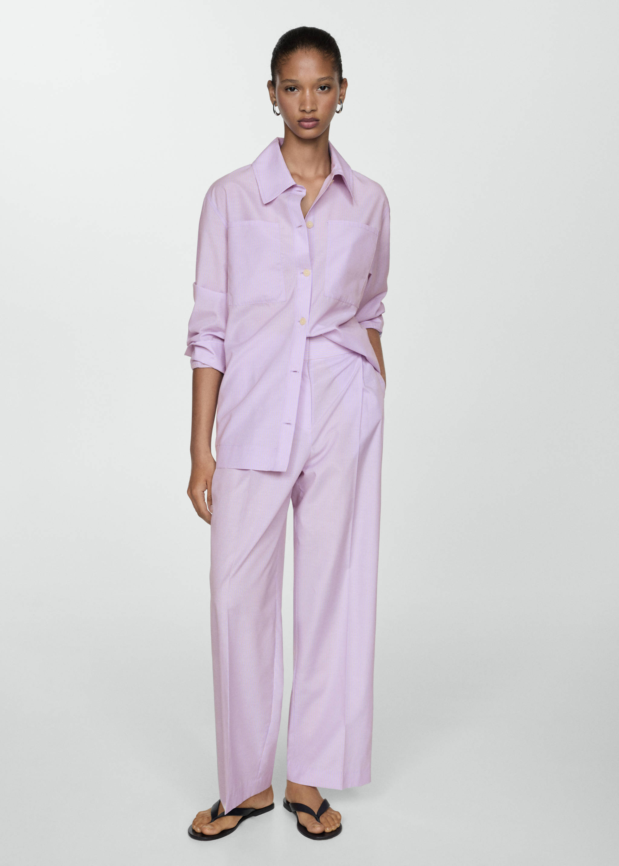 Striped wide leg trousers - General plane