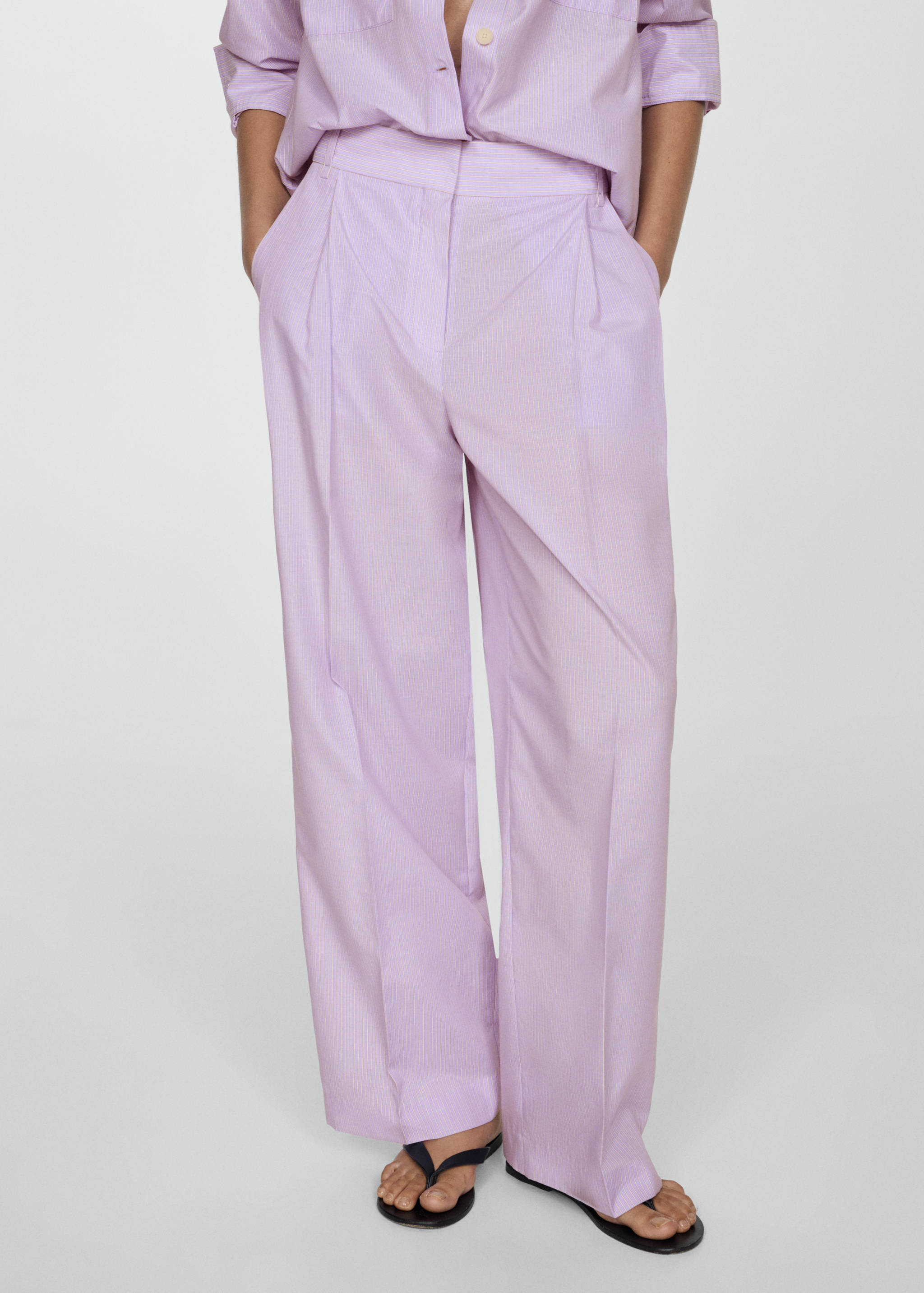 Striped wide leg trousers - Medium plane