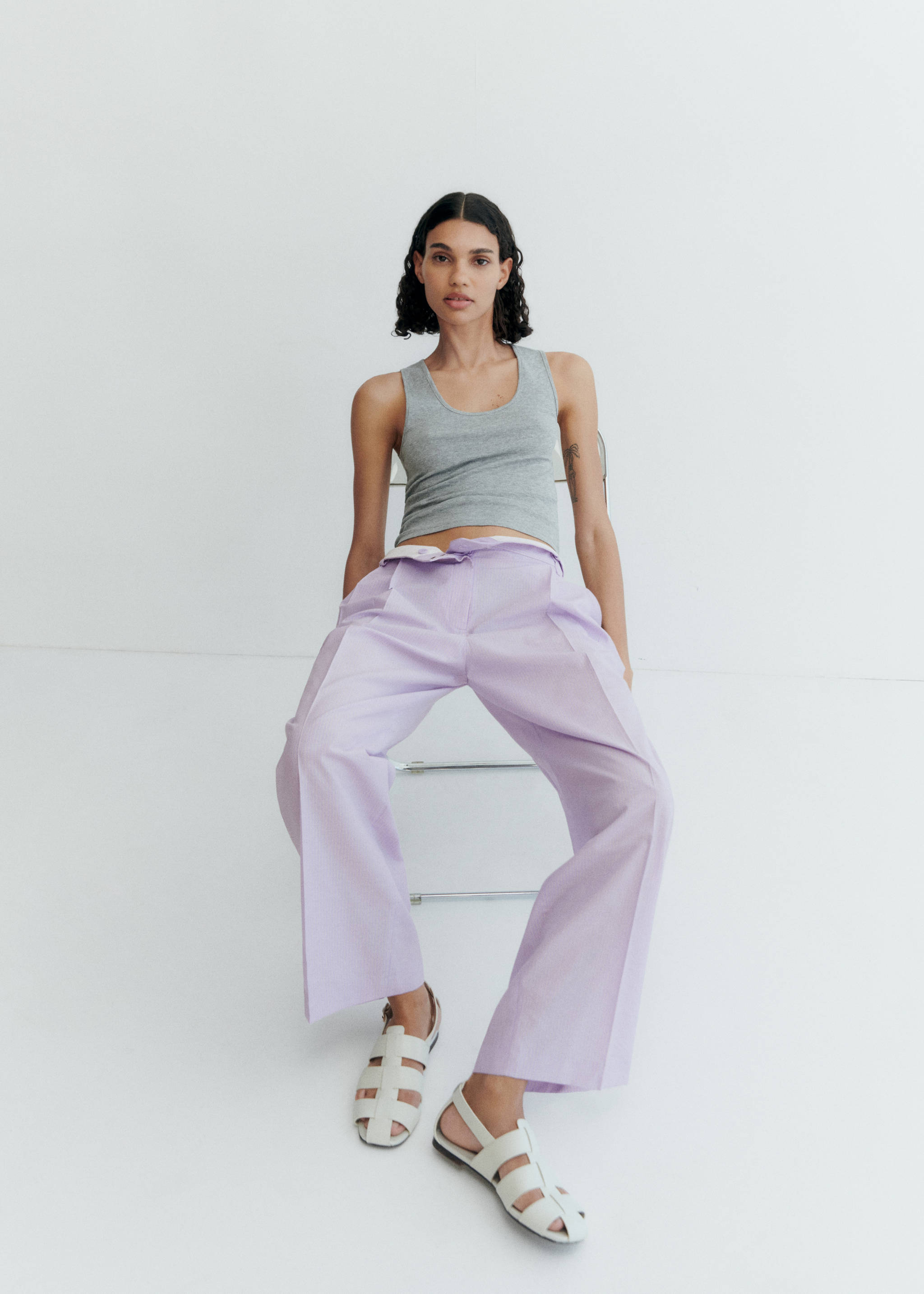 Striped wide leg trousers - Details of the article 7
