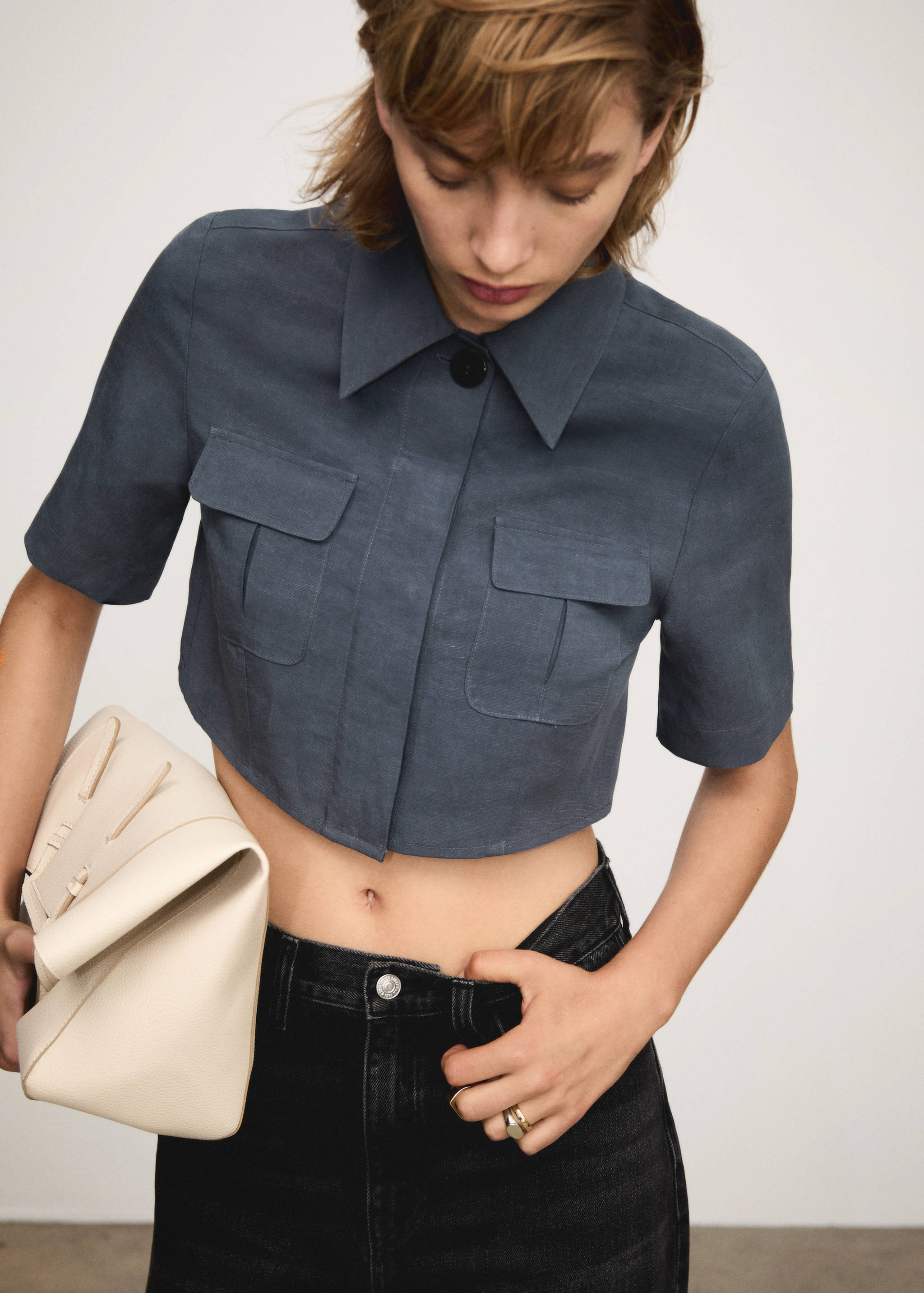 Lyocell cropped shirt - Medium plane