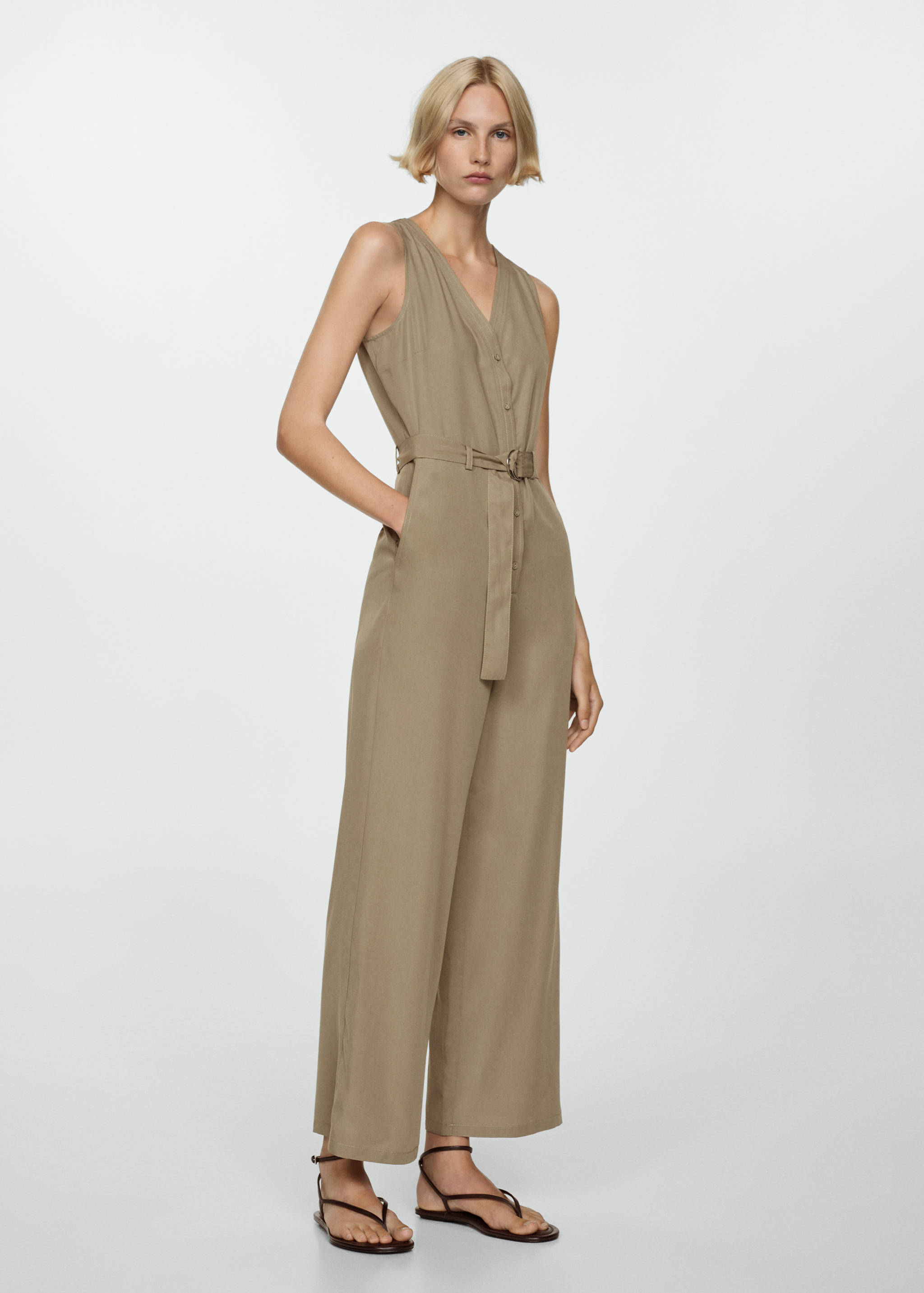 Lyocell jumpsuit met ceintuur - Overzichtstekening