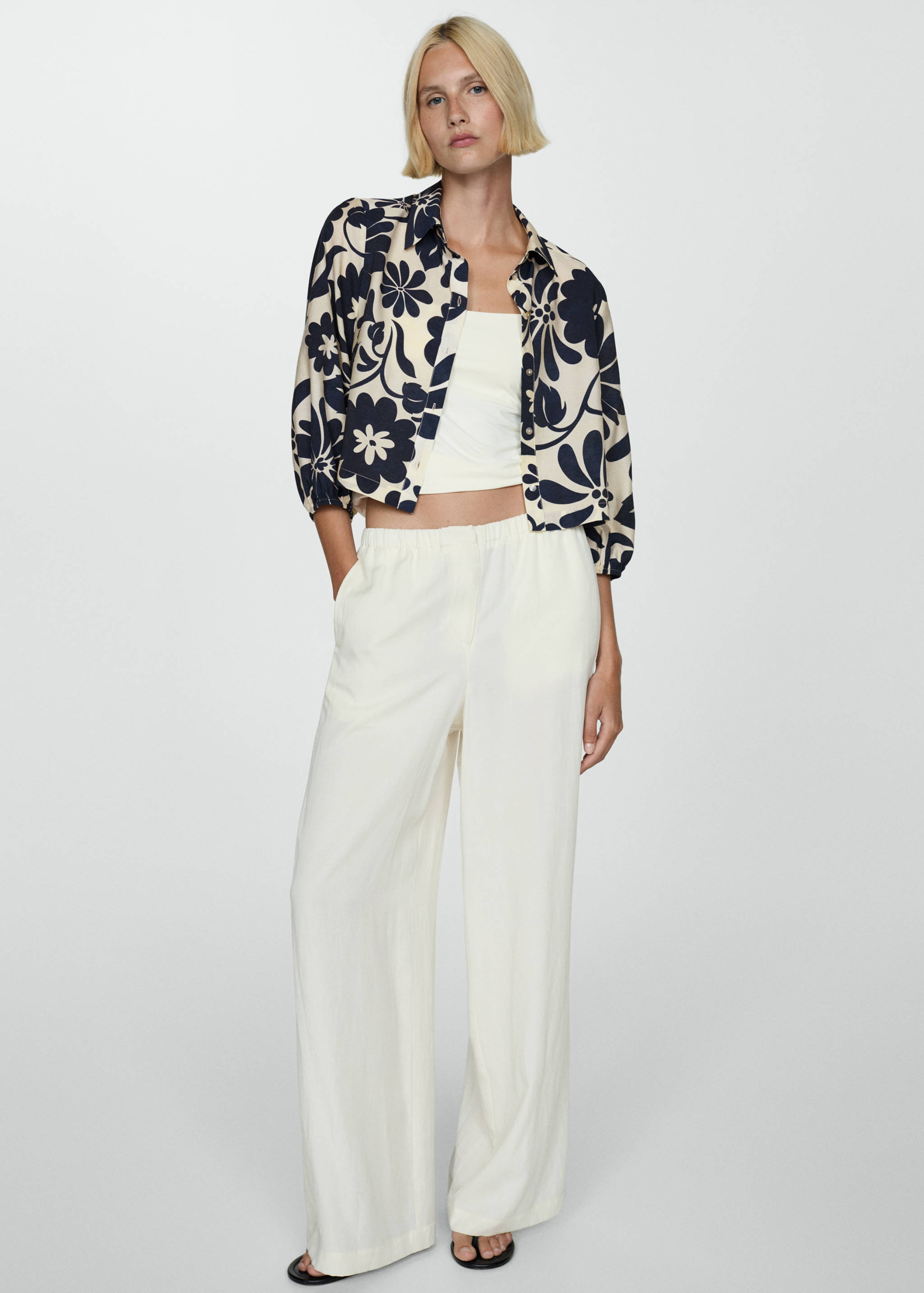 Укороченная рубашка с цветочным принтом - Деталь изделия 2