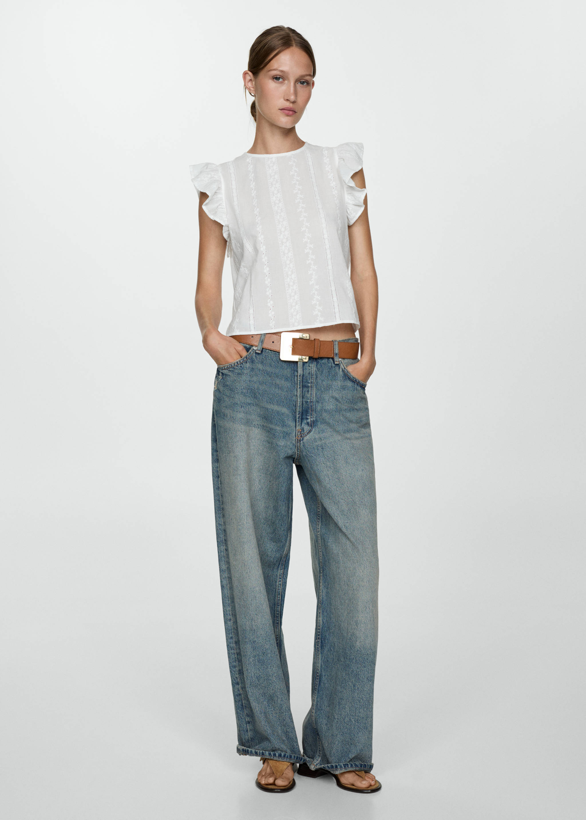 Ruffled cotton top - General plane