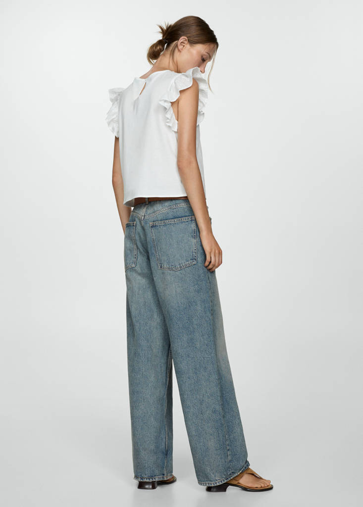 Ruffled cotton top — White