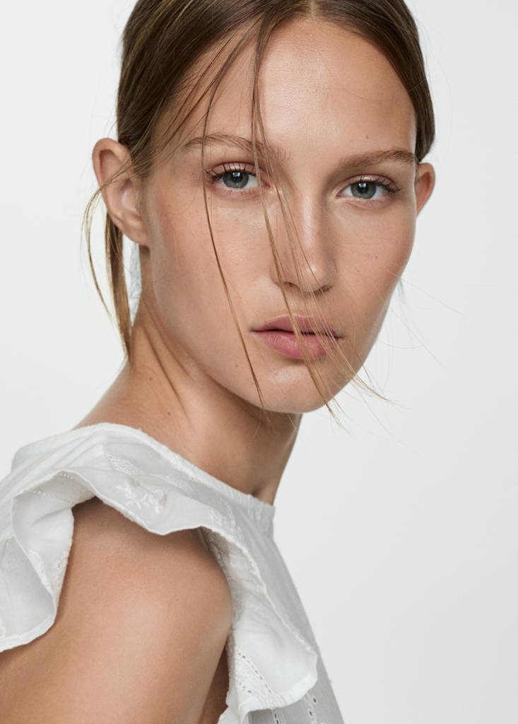 Ruffled cotton top — White
