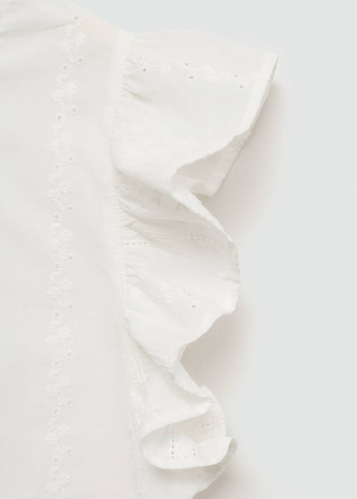 Ruffled cotton top — White