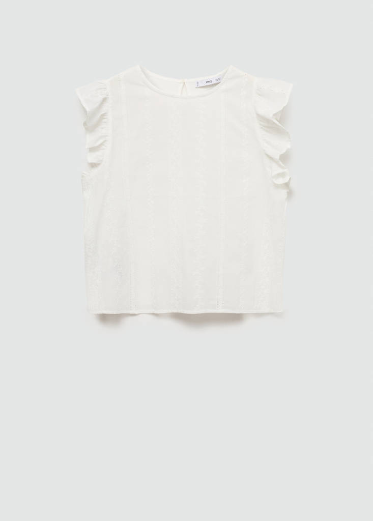 Ruffled cotton top — White