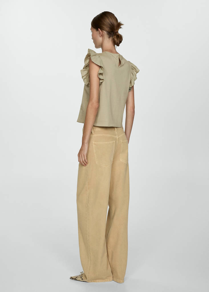 Ruffled cotton top — Pastel Green