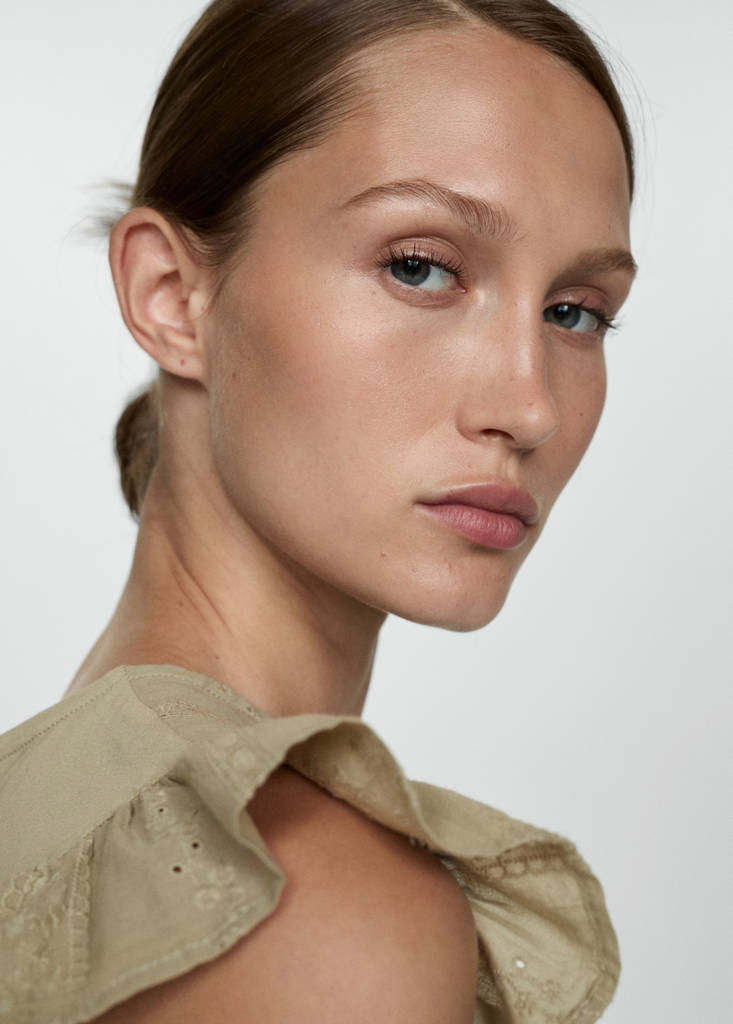 Ruffled cotton top — Pastel Green