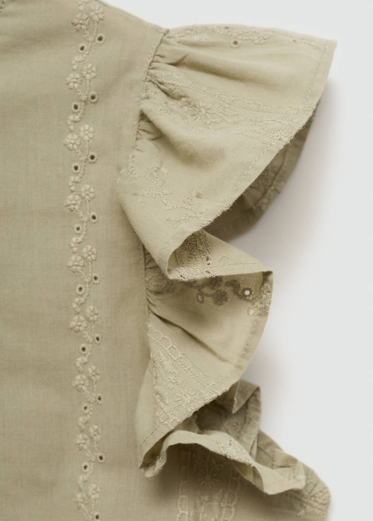 Ruffled cotton top — Pastel Green