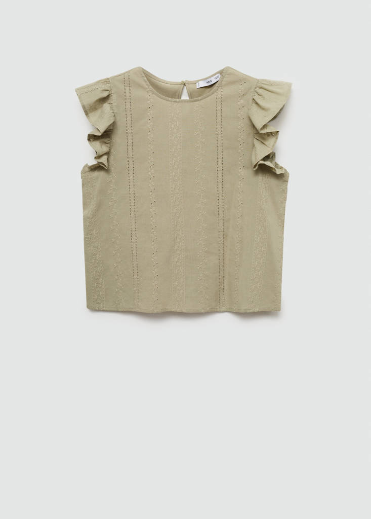 Ruffled cotton top — Pastel Green