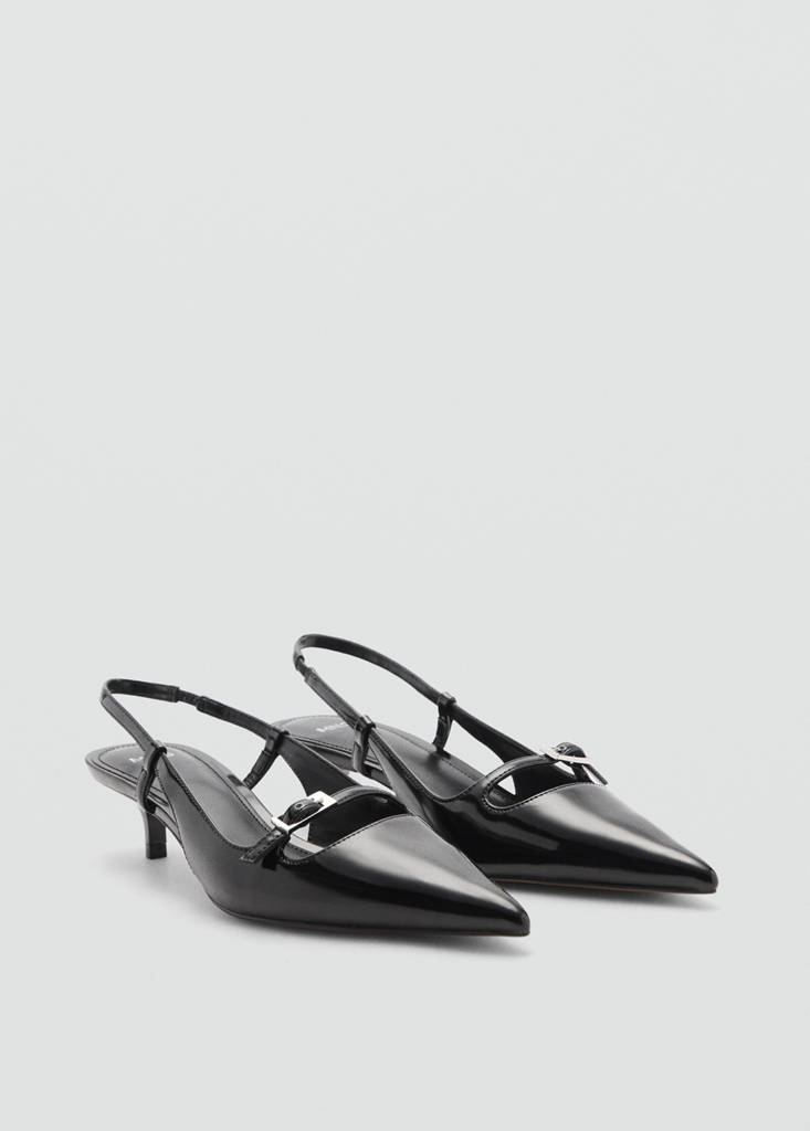 Slingback heeled shoes with buckle — Black